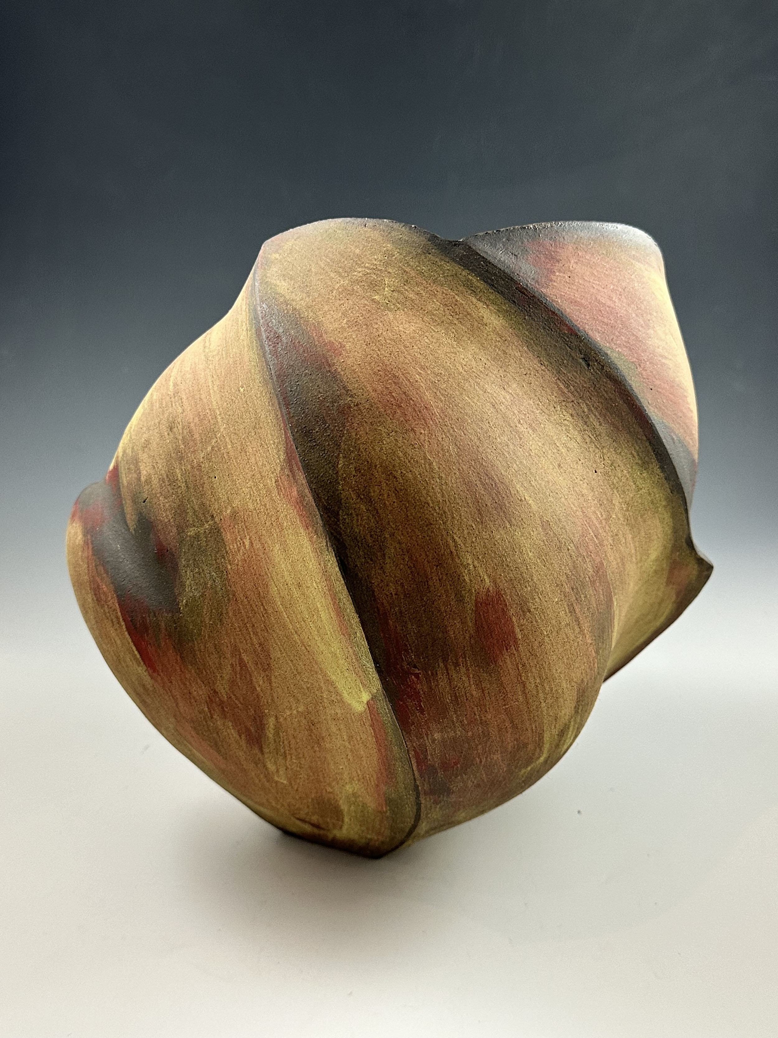 Autumnal “Betty R”, 2025, Ceramic: brown stoneware, glaze, underglaze, 13 x 15 x 9
