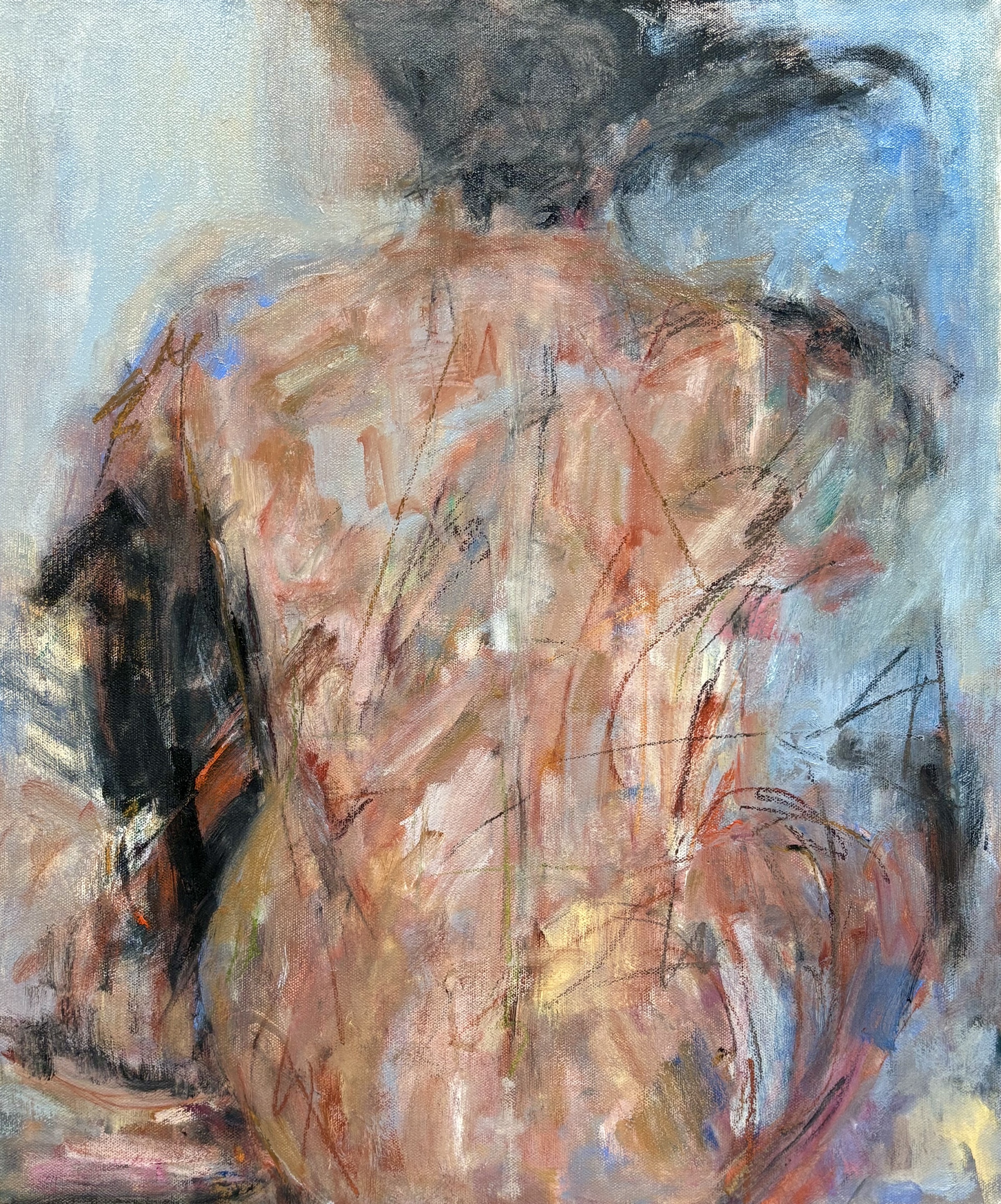 "Tangled" 2024, mixed media on canvas, 30" x 24" 