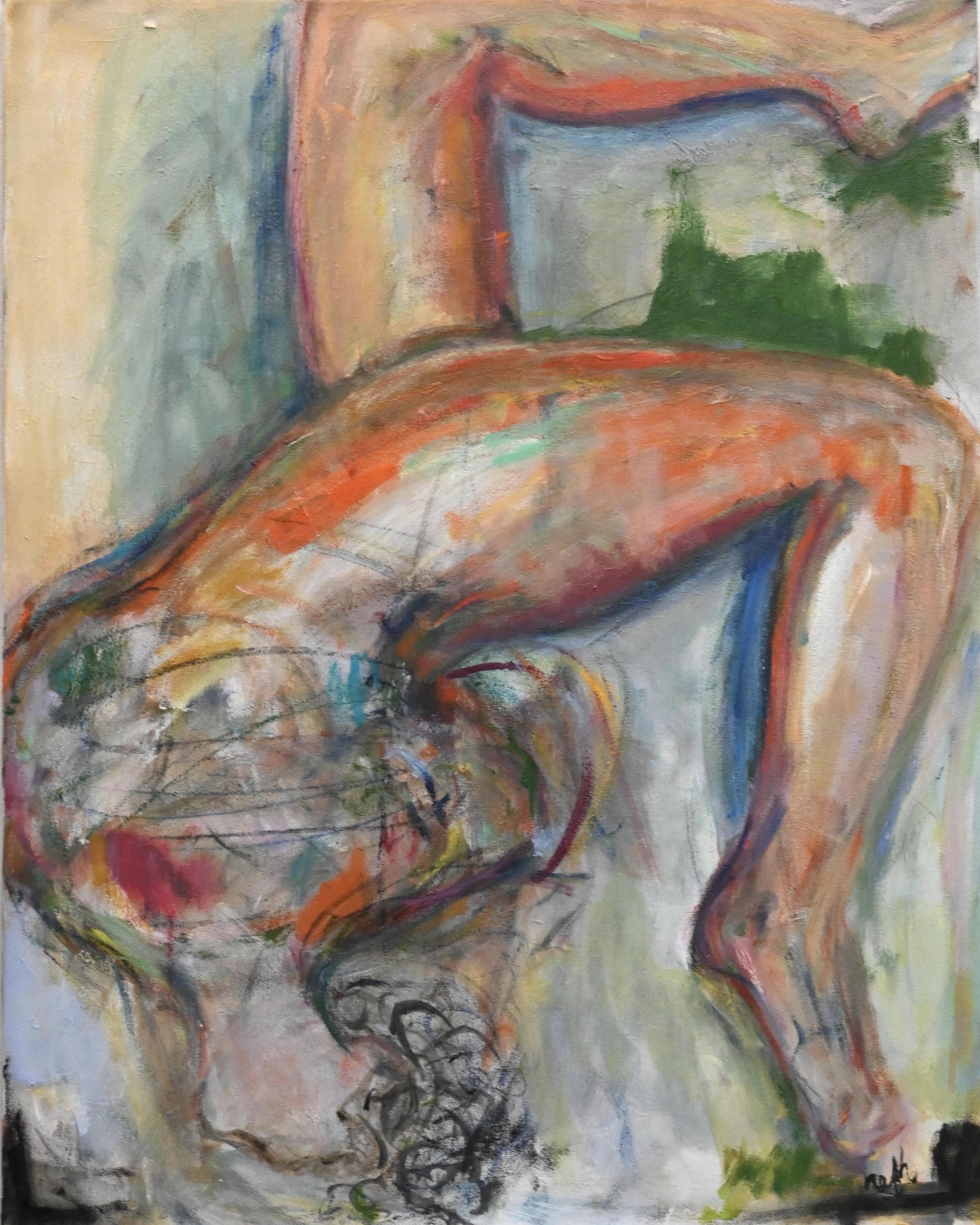 "The Gardener Tripped and So Did I" 2024, mixed media on canvas, 24" x 20"