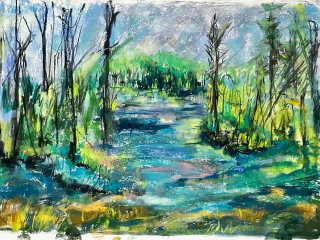 “Crossing To The Other Side” pastel on paper, 19” x 27”