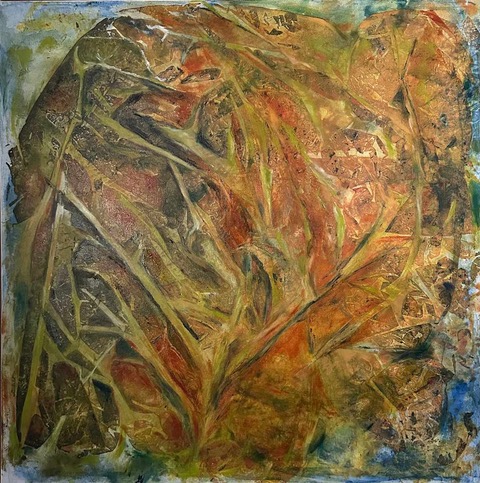 "Unfurling" 2025, oil on linen, 30" x 30" 