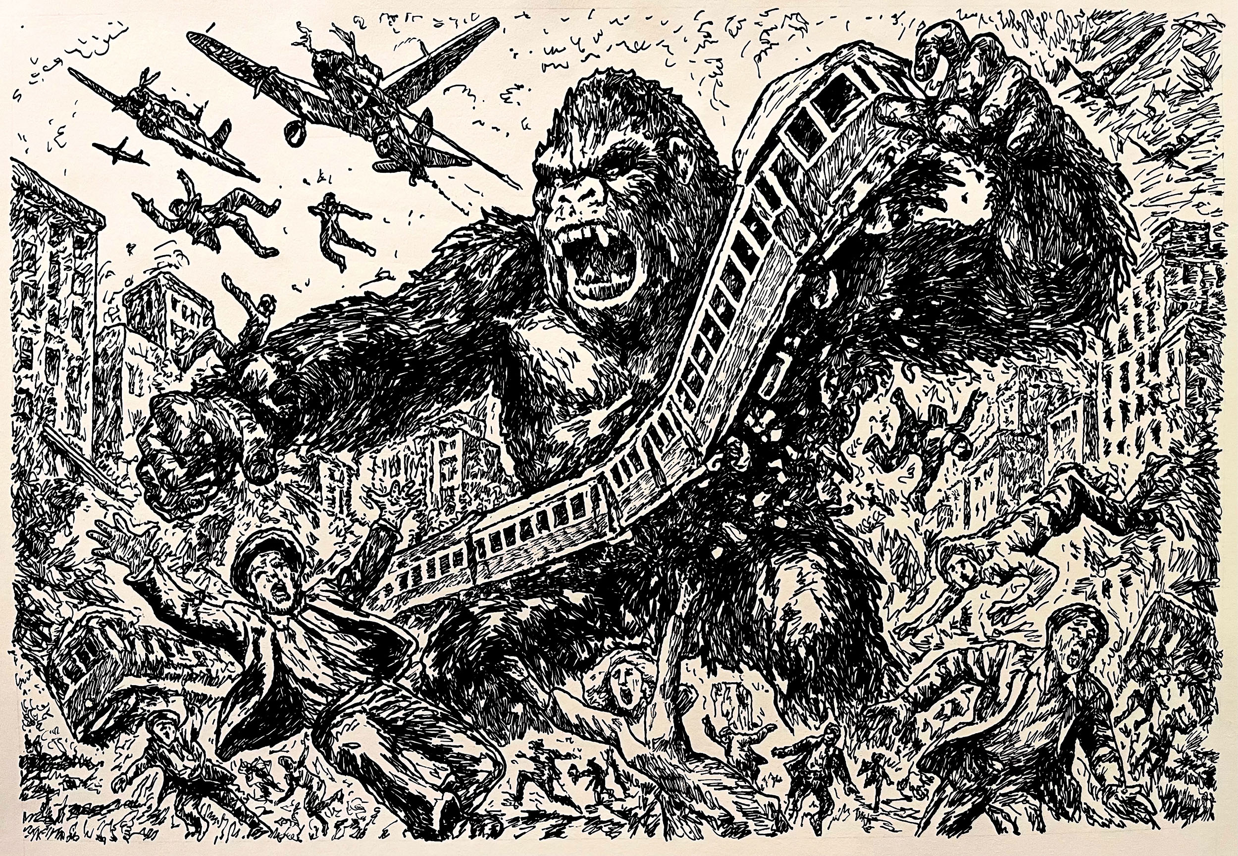 Urban Transit, 2025, pen on paper, 14” x 22”