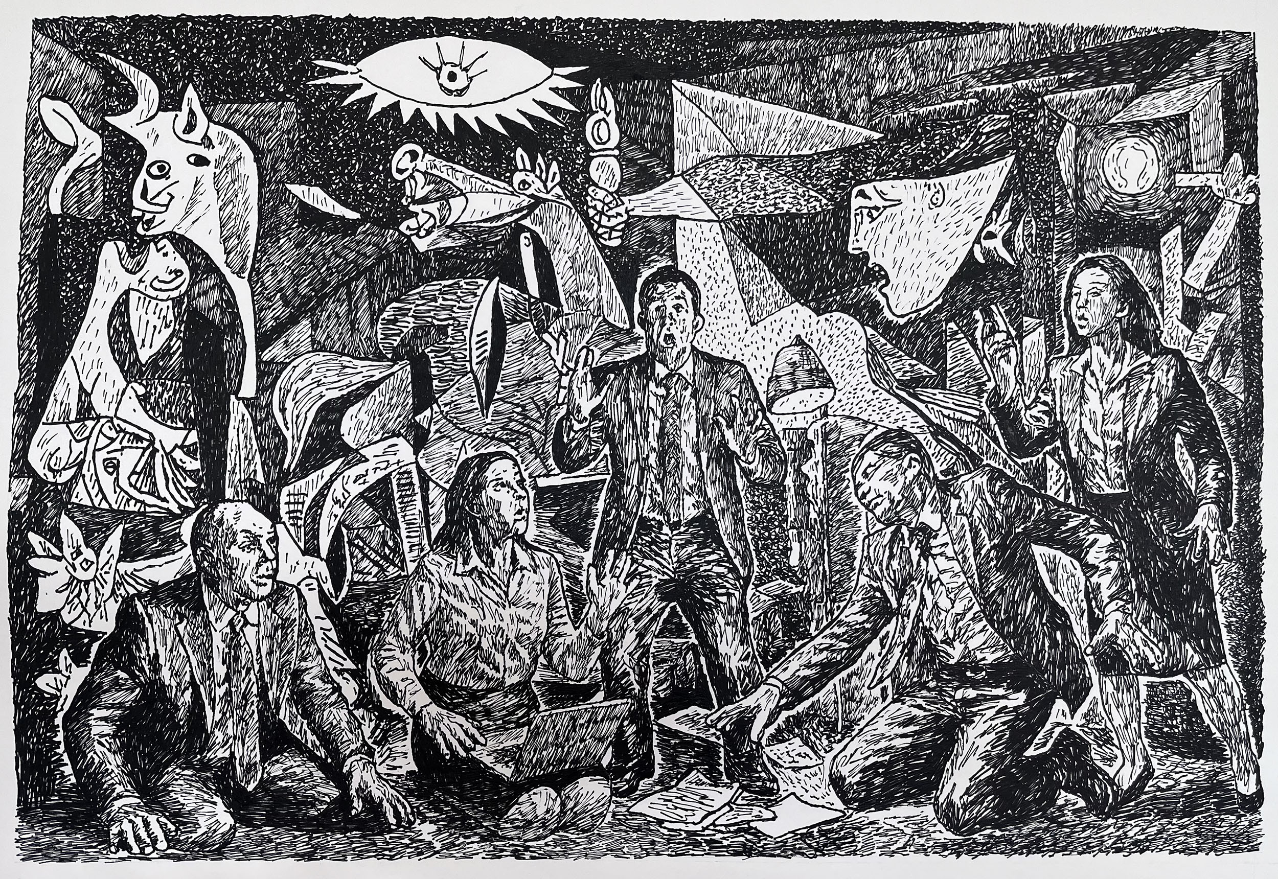 Escape Room, 2025, pen on paper, 14” x 22”