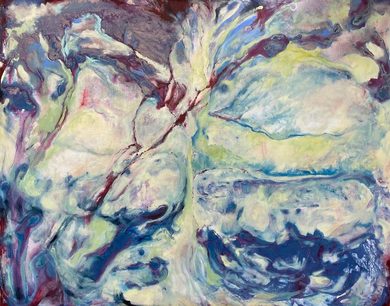 "Breathe/Waves" 2022, oil on canvas, 48" x 60" x 1 ½"