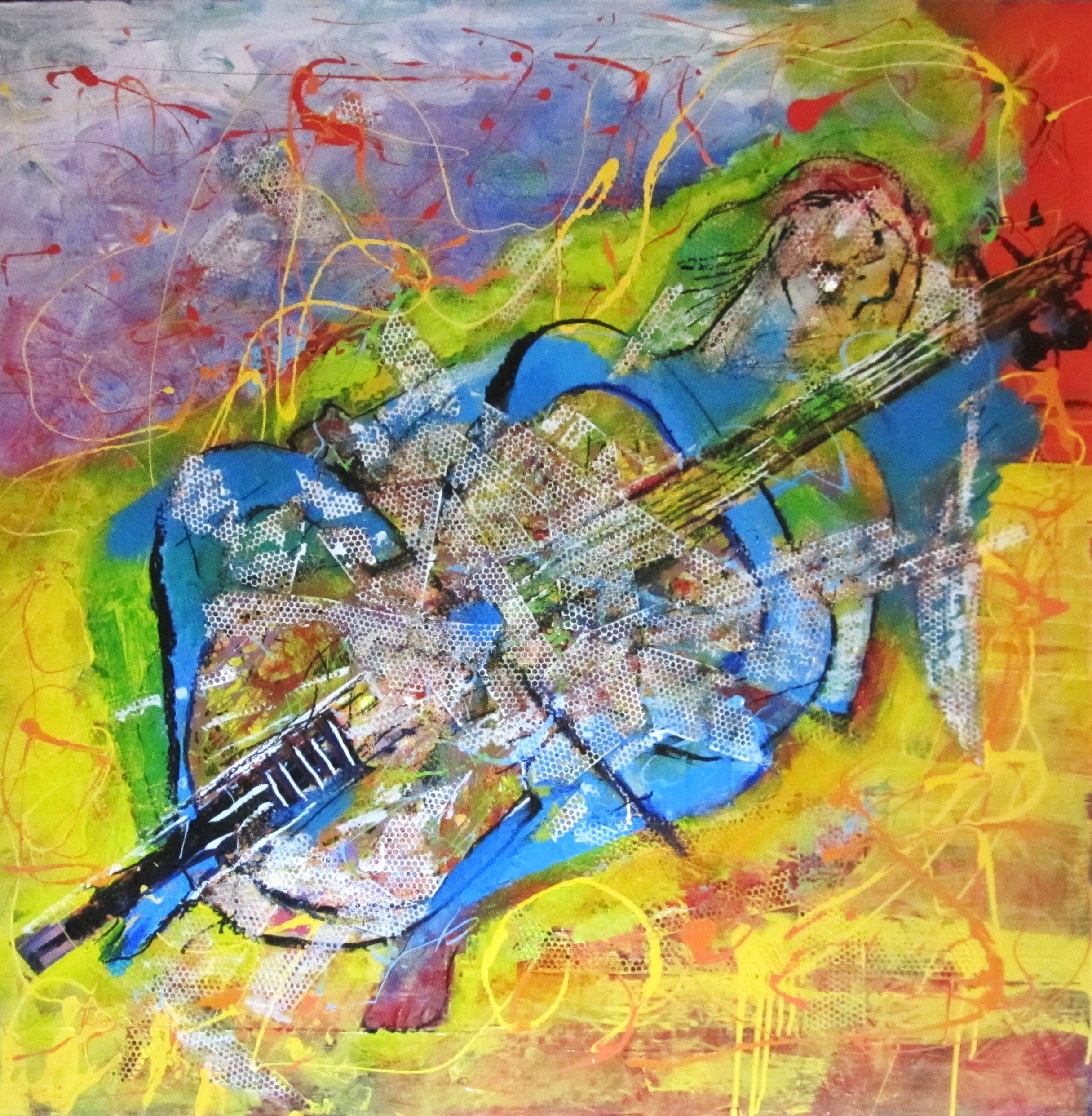 "Cello Love" 2015, painting, oil on canvas, 49” w  x 49” h