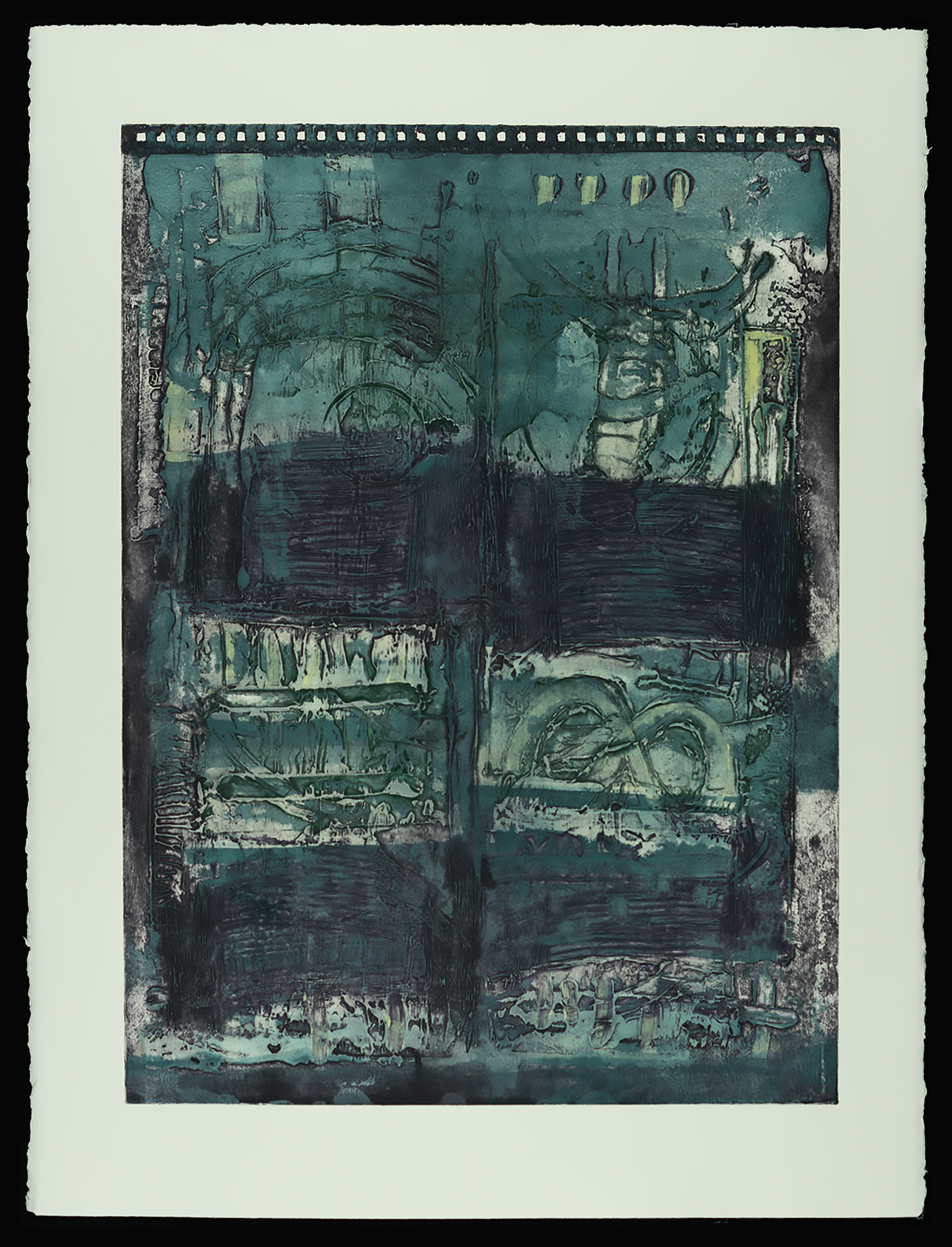 "Four Brothers Sketchbook" 2025, work on paper, four-color viscosity collagraph, 30” x 22”