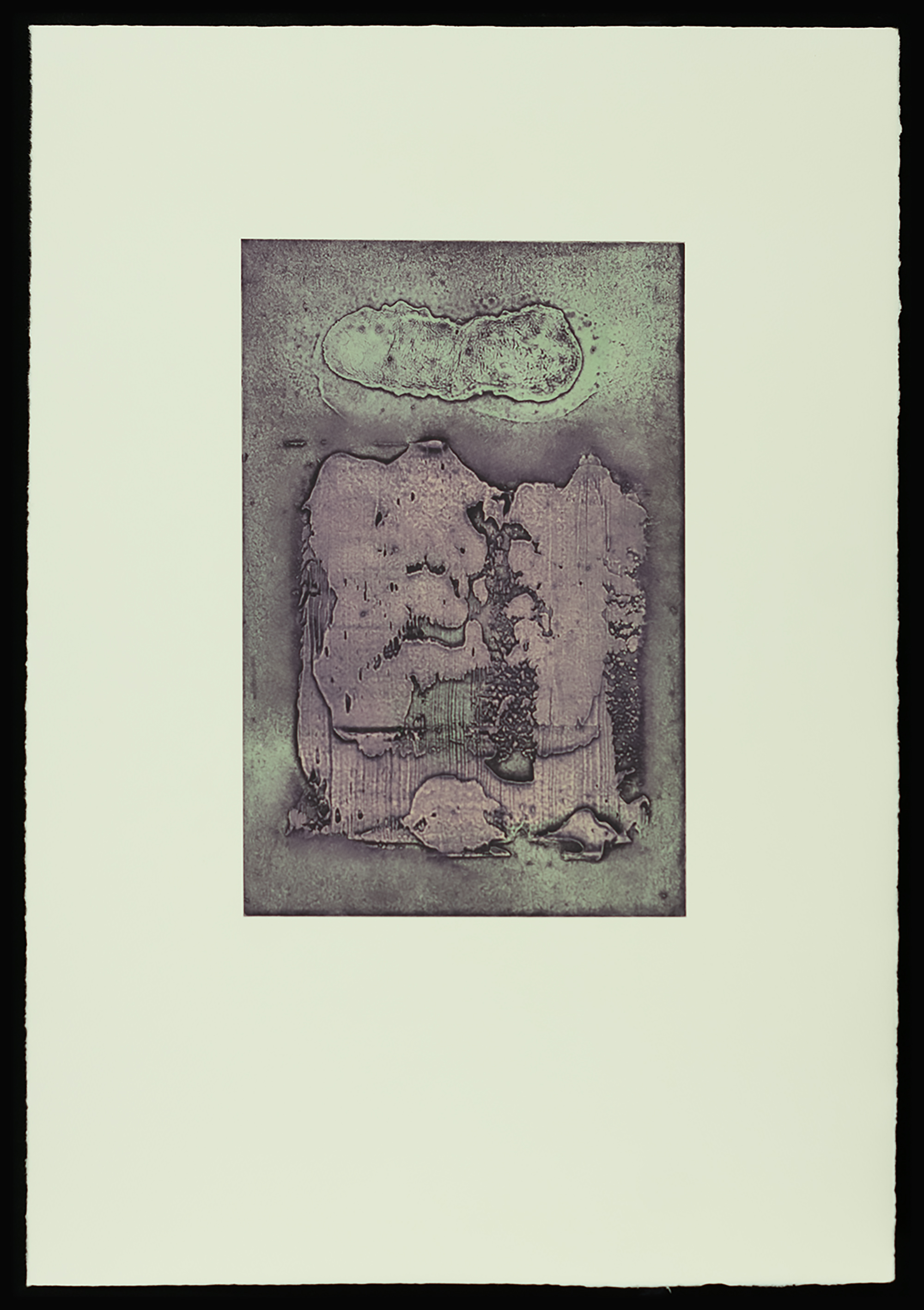 "Difficult Conversation" 2025, work on paper, four-color viscosity collagraph, 22” x 15”