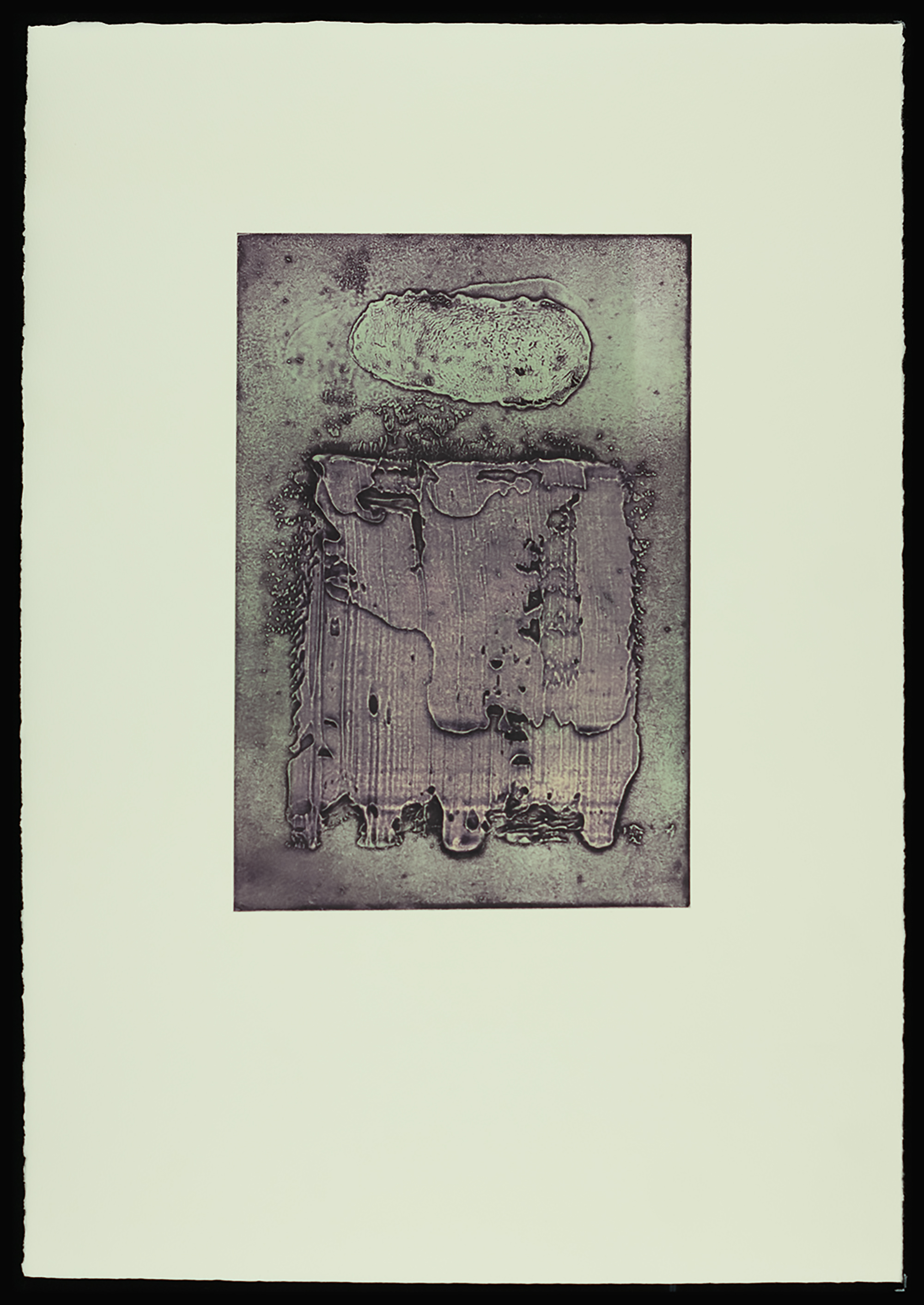 "Self-reflection" 2025, work on paper, four-color viscosity collagraph, 22” x 15”