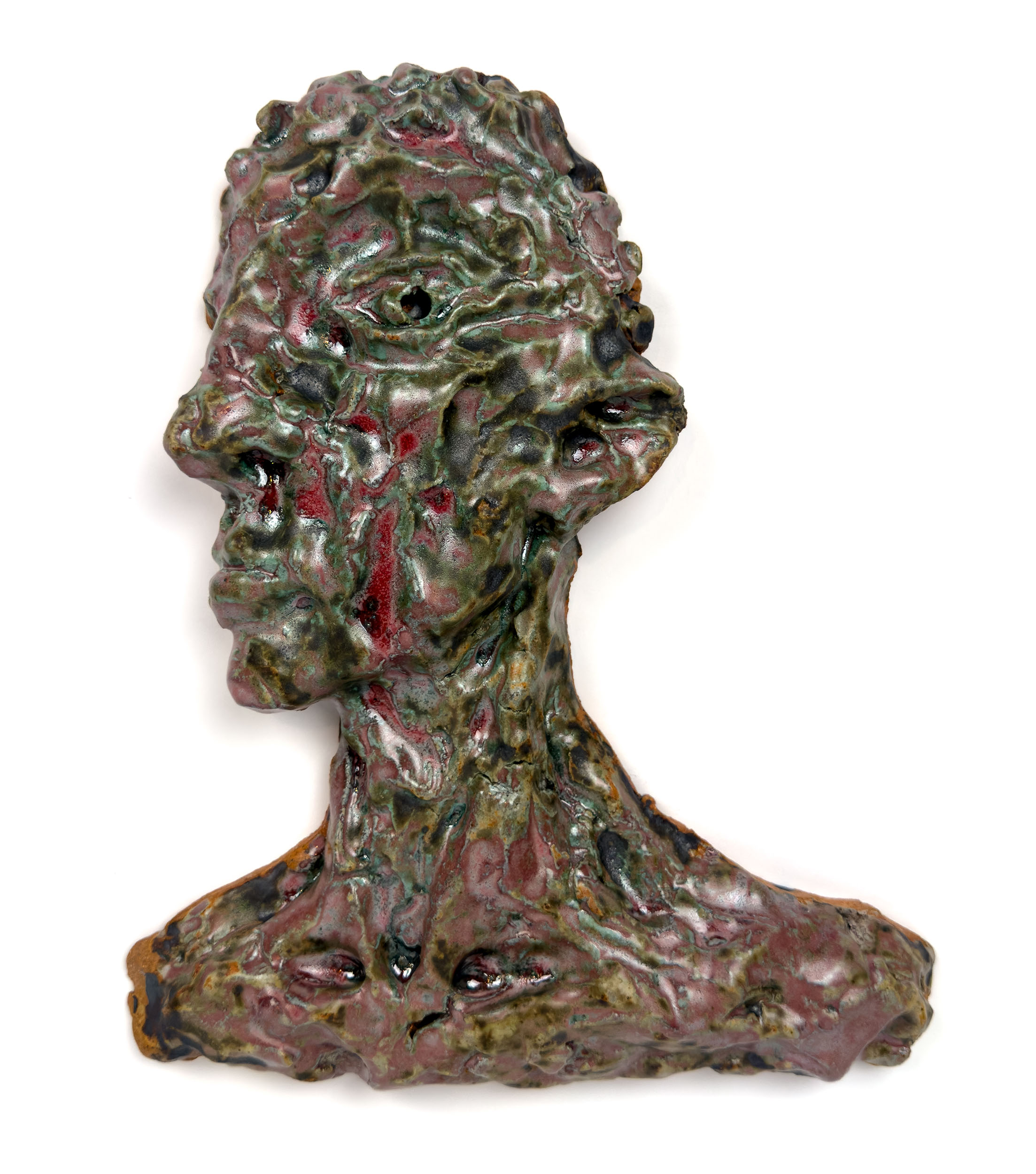 Liam A, 2025, sculpture, ceramic, 14” x 14”