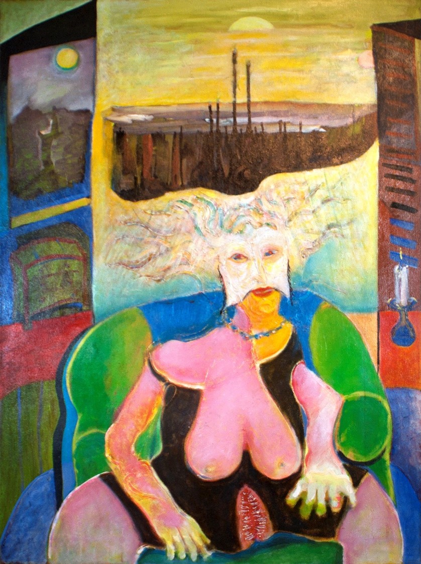 Fanged Vagina, 2020, oil paints on canvas, 36” w x 48” h