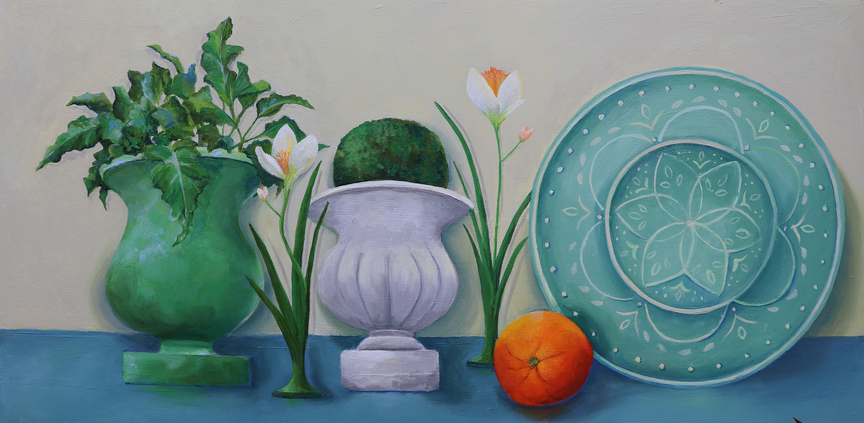 Orange, painting, oil on wood, 12” x 24”