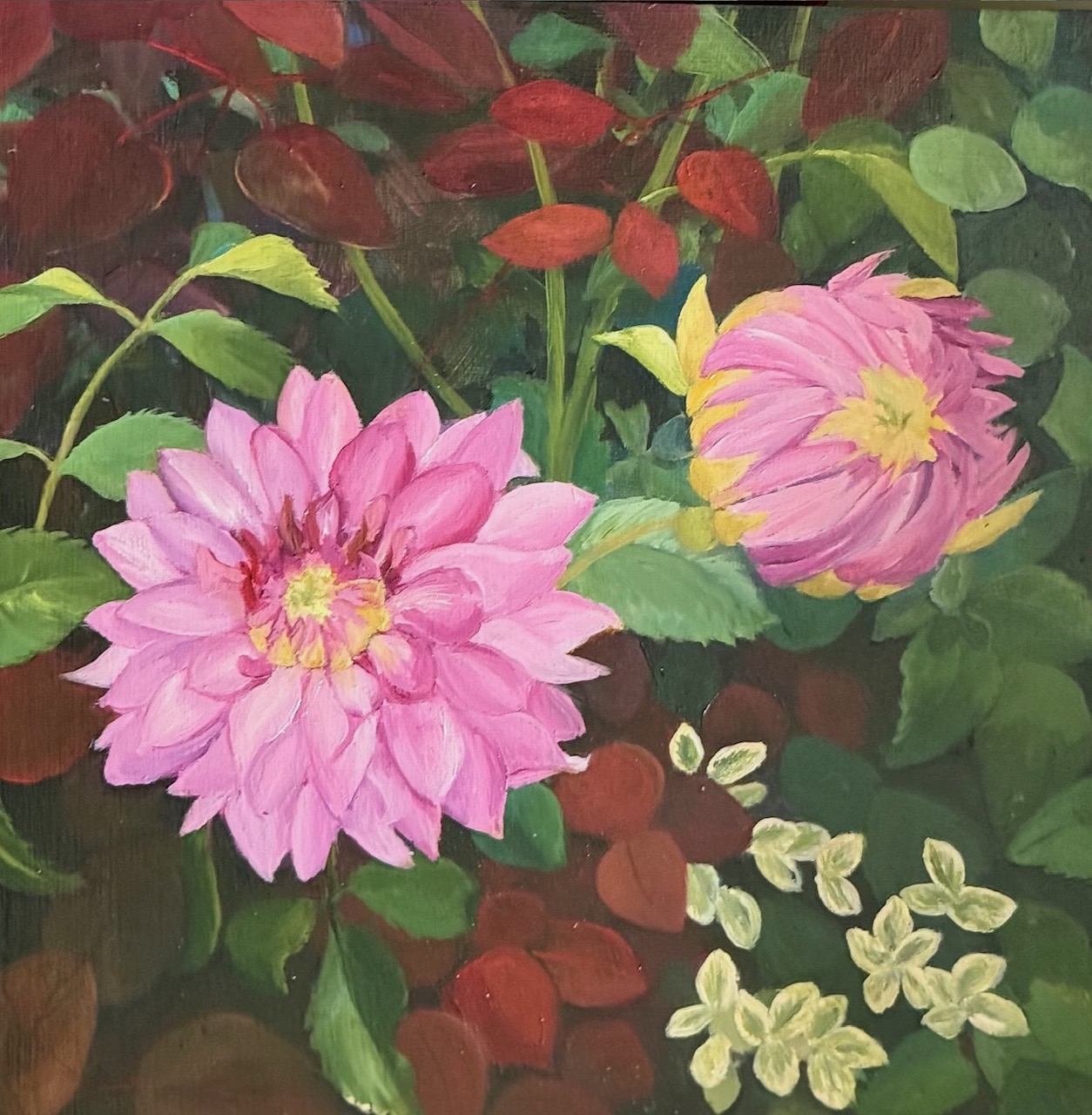 Pink, painting, oil on wood, 10 x 10”