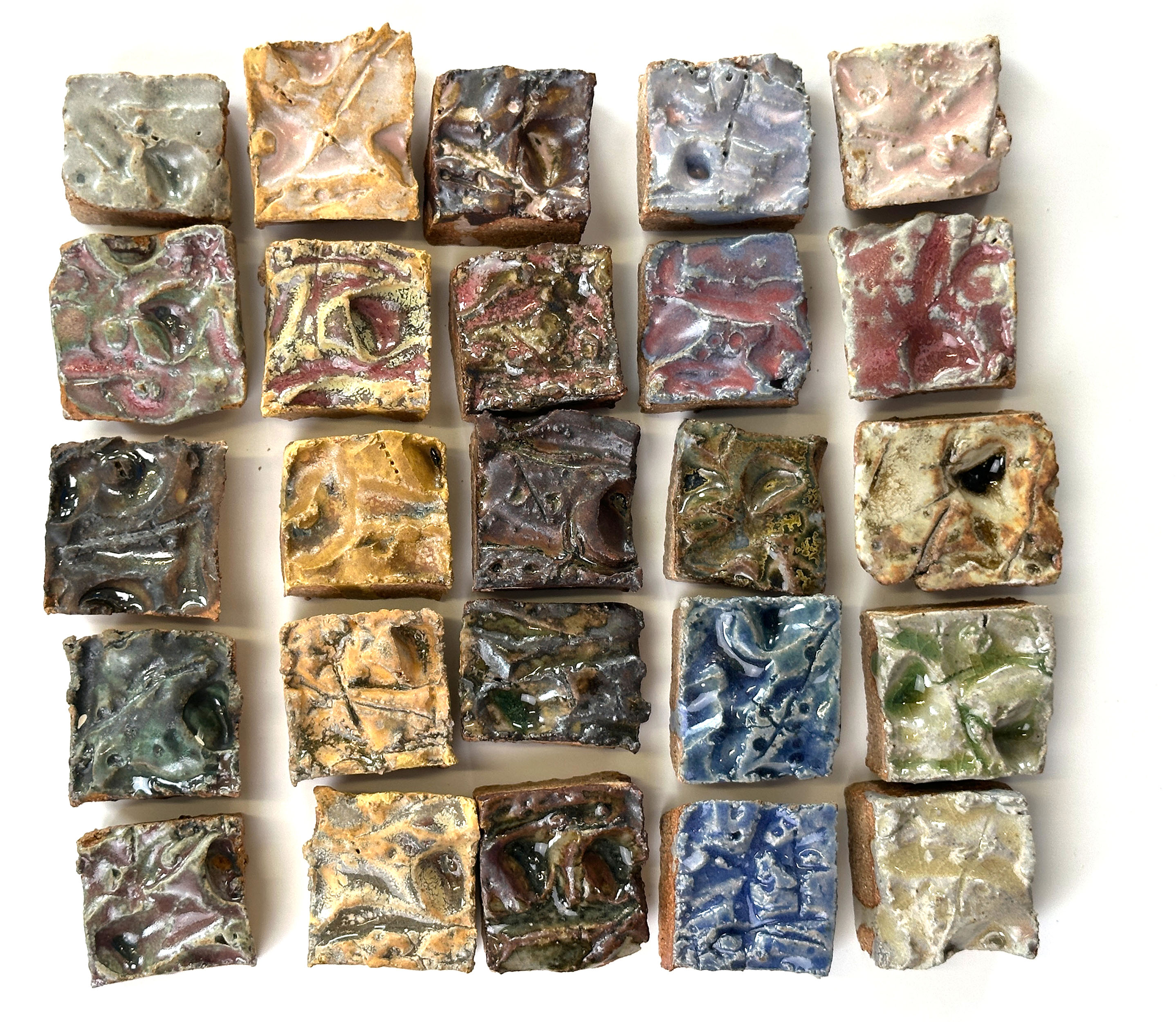  Test tiles C13-37, 2025, glaze, ceramic, 1” x 1”