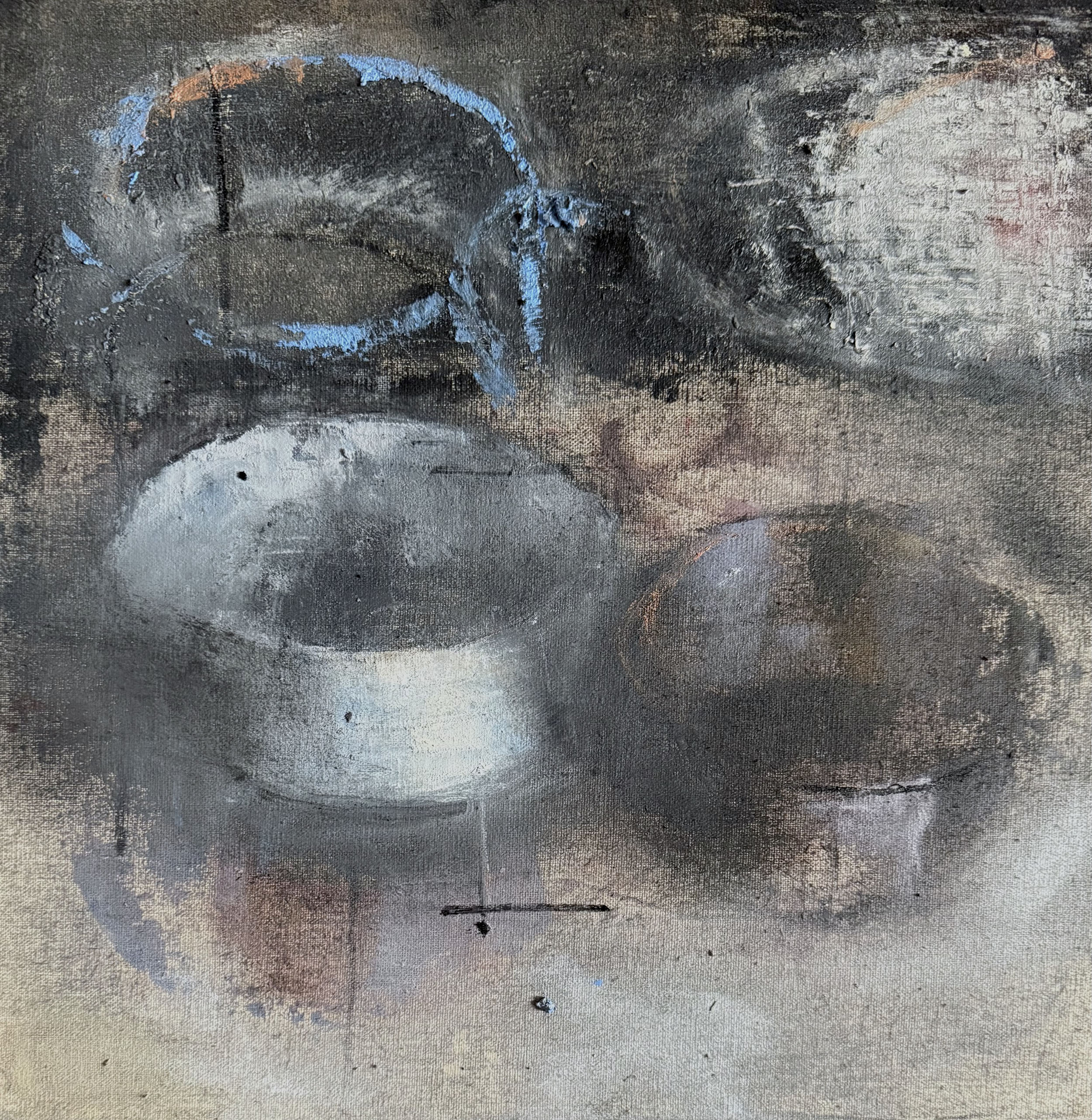 Bowls , 2025, painting, oil and oil stick on panel, 12 x 12 inches
