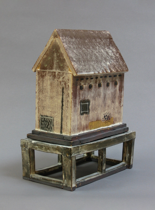 Building for a “Club,” Ceramic, Clay and glazes, 10 x 7½ x 4½”