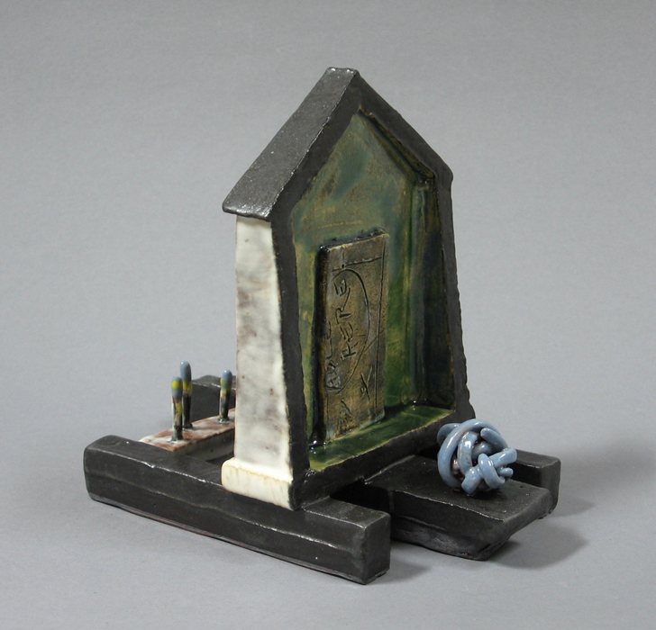 Outside/Inside with Snake Ball and Garden (side view), Ceramic, Clay and glazes, 6 x 4 x 6½ inches