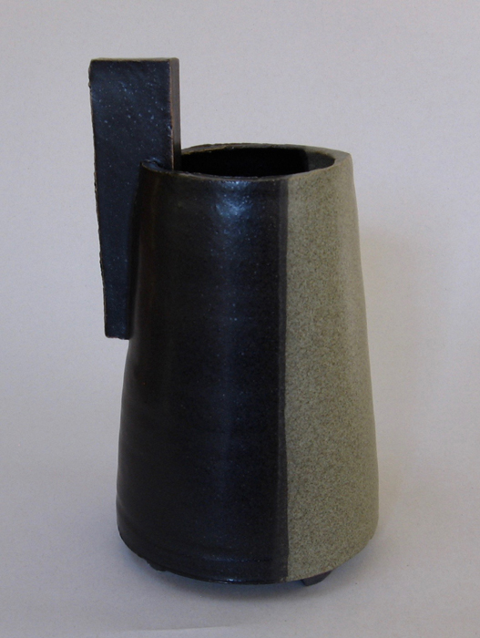 Vase with Black and Gray, Ceramic, Clay and glazes, 8 x 4¼ x 3¾ inches