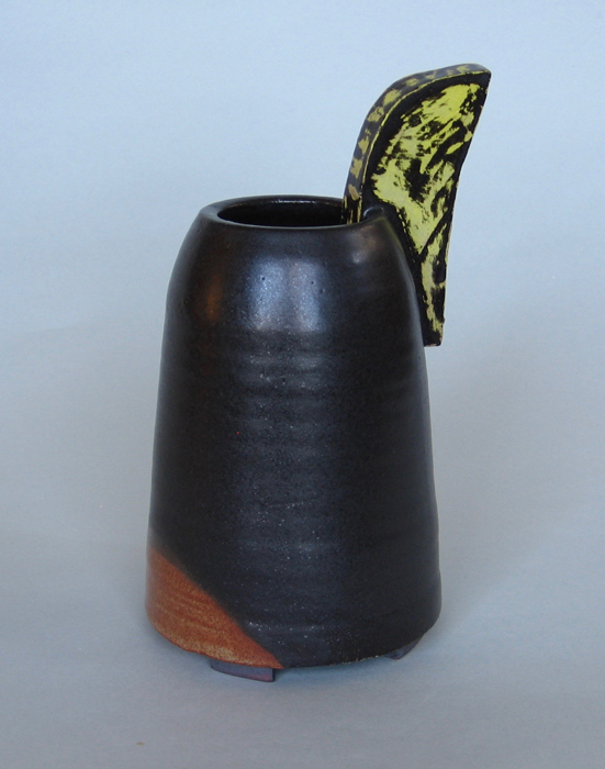 Vase with Black, Red, Yellow, Ceramic, Clay and glazes, 8¼ x 4¾ x 4¼ inches