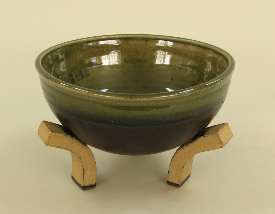 Bowl with Three Feet, Ceramic, Clay and glazes, 5¼ x 8¾ x 8¾ inches