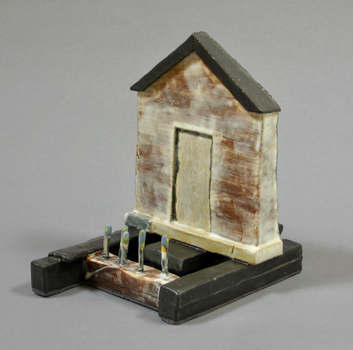 Outside/Inside with Snake Ball and Garden, Ceramic, Clay and glazes, 6 x 4 x 6½ inches