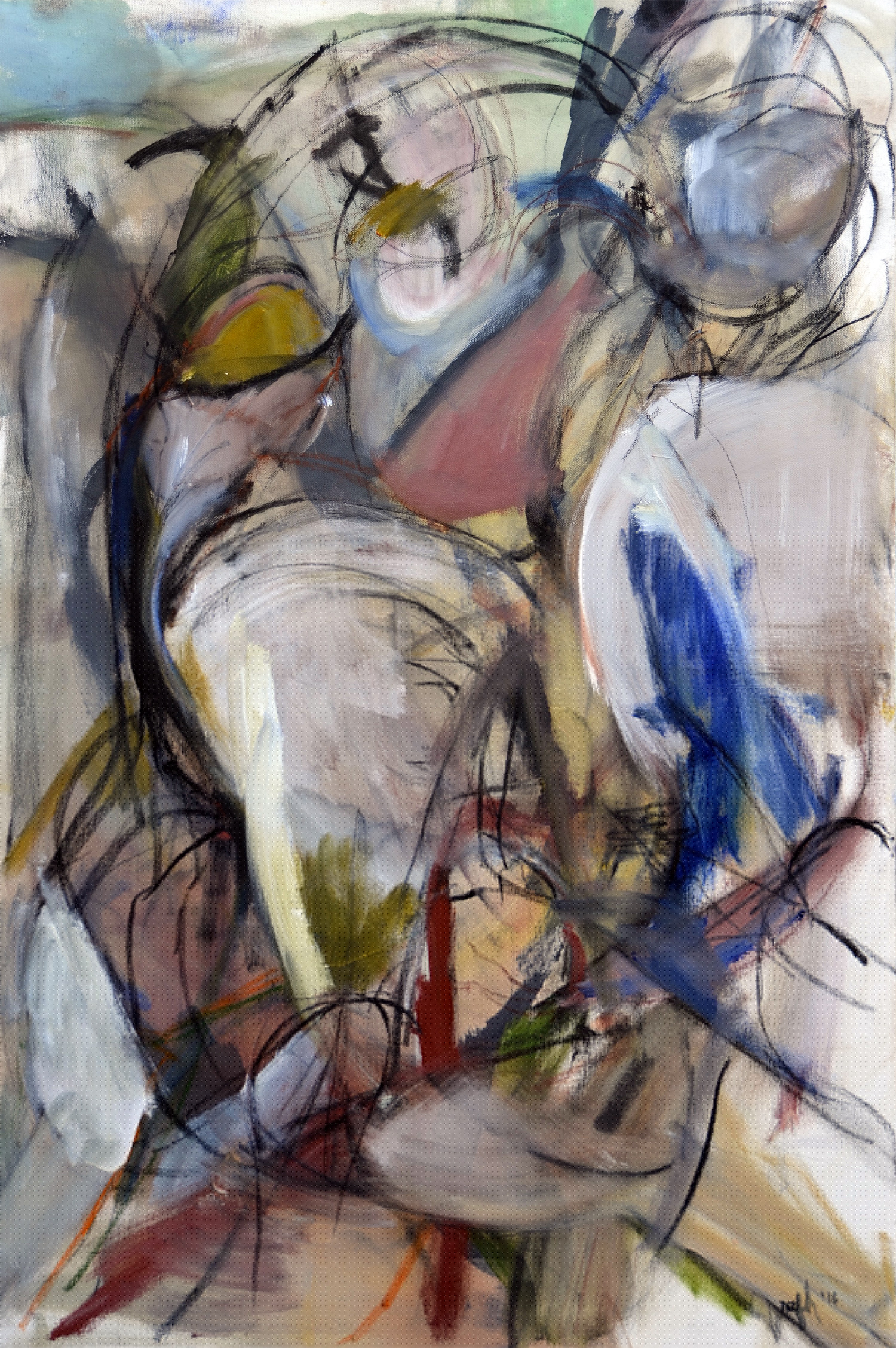 Train Wreck | oil, pastel on canvas, 36 x 24 inches