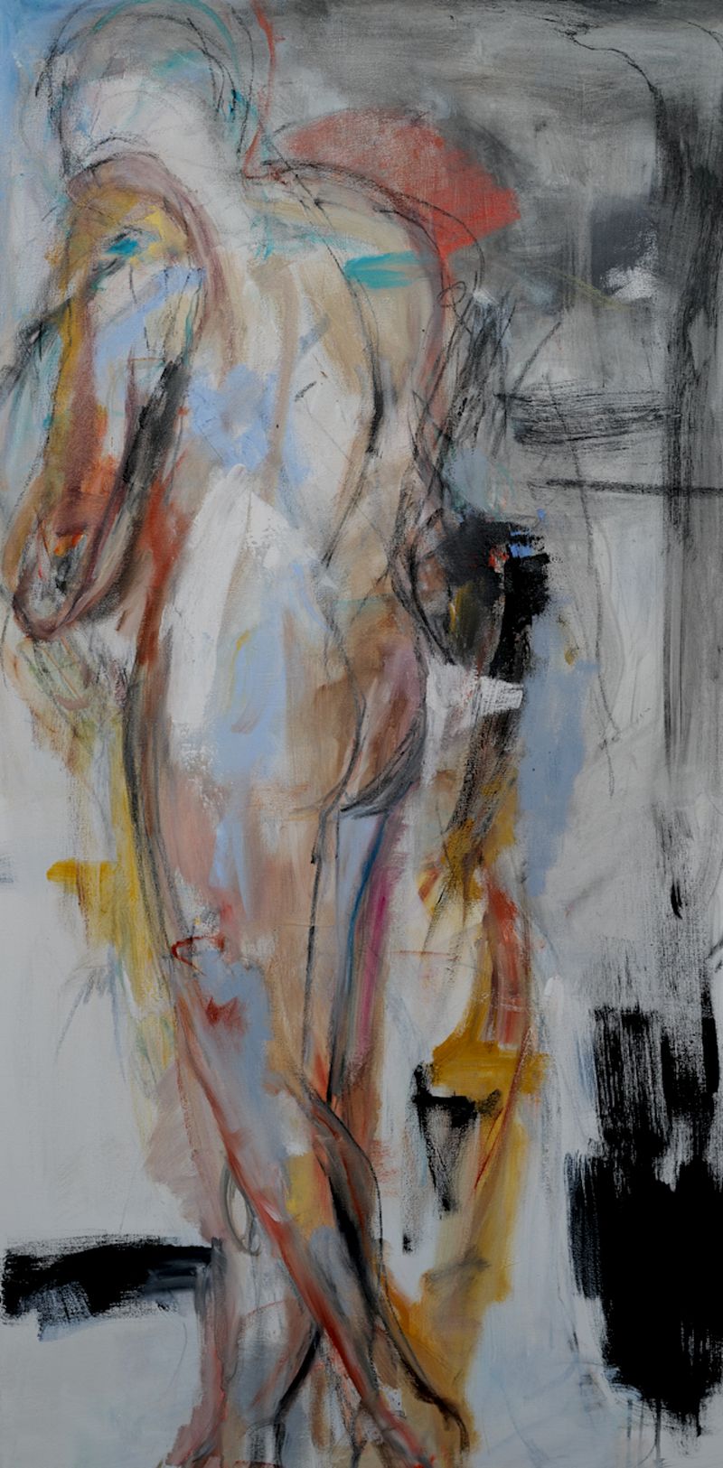 The Moment I Awoke | oil, pastel on canvas, 46 x 24 inches 
