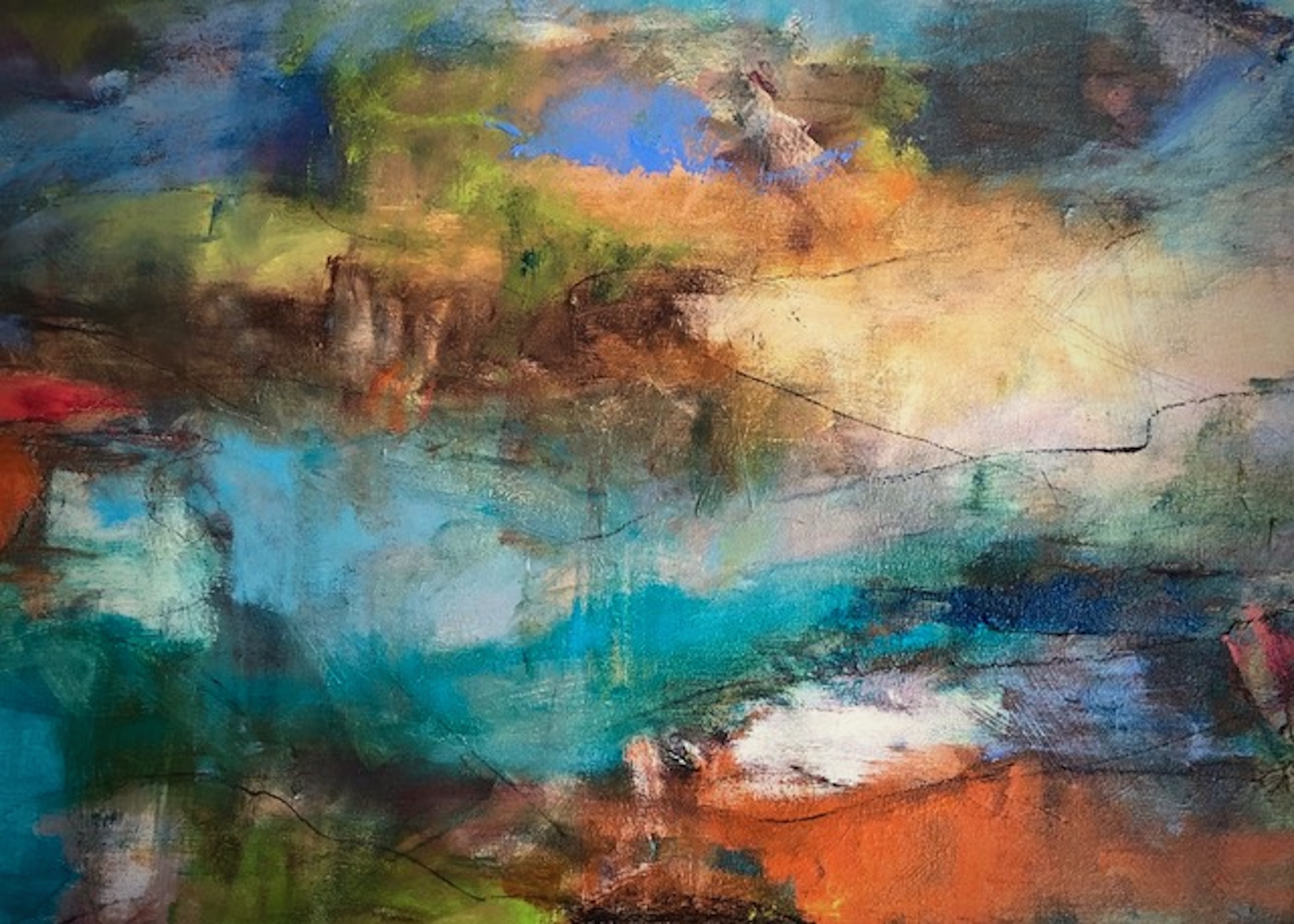 Wissahickon 2 | 2020, oil and mixed media, 30 x 40 inches