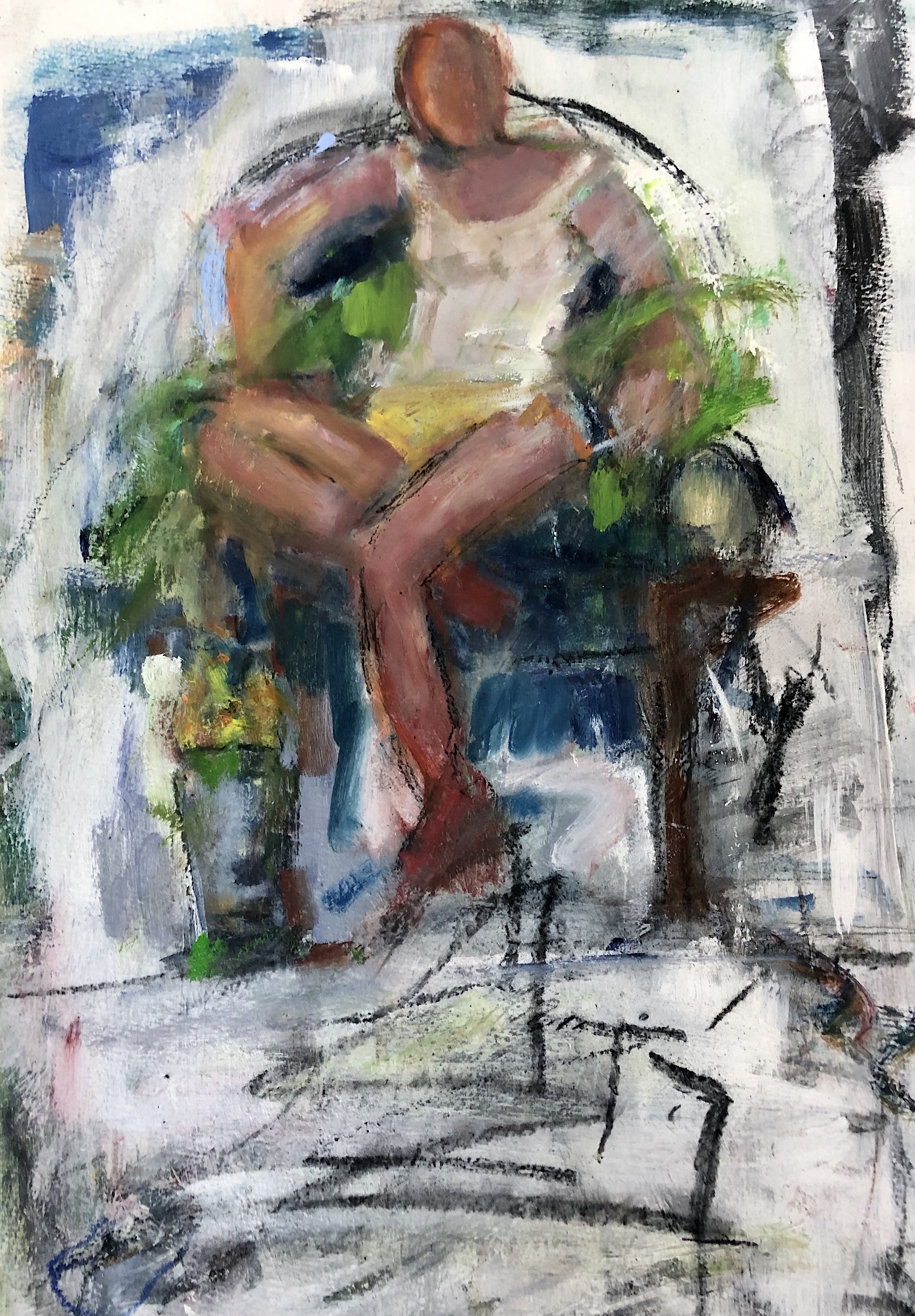 Why Get Dressed | 2020, mixed media on paper, 12 x 10 inches