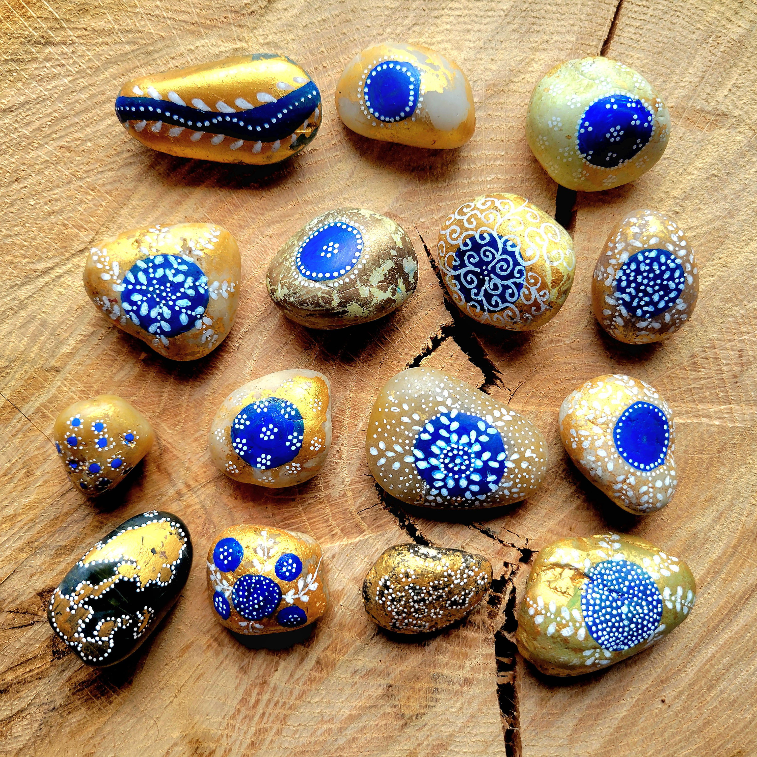 “Stepping stones 1” 2025, Atlantic Ocean stones and paint pens, 5” x  4”