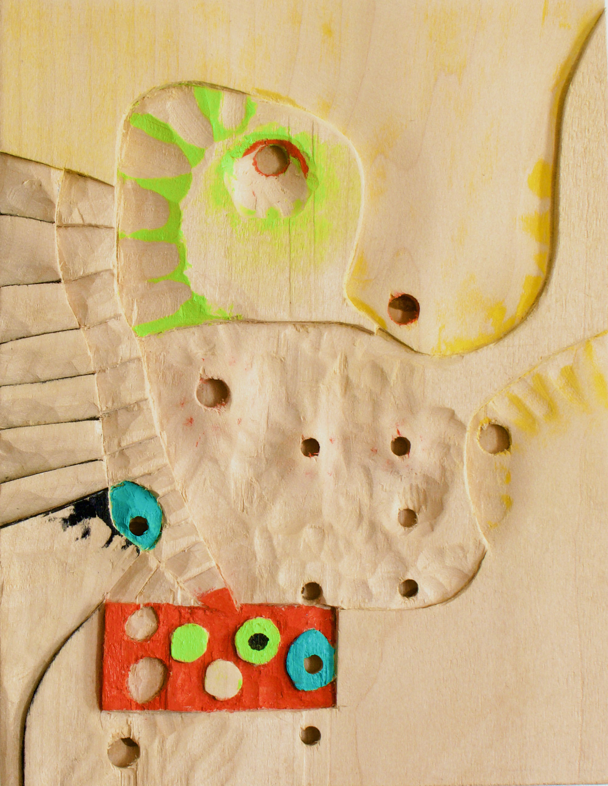 "Offspring" American Linden Wood, Acrylic Paint, 7.5 x 5.5 inches