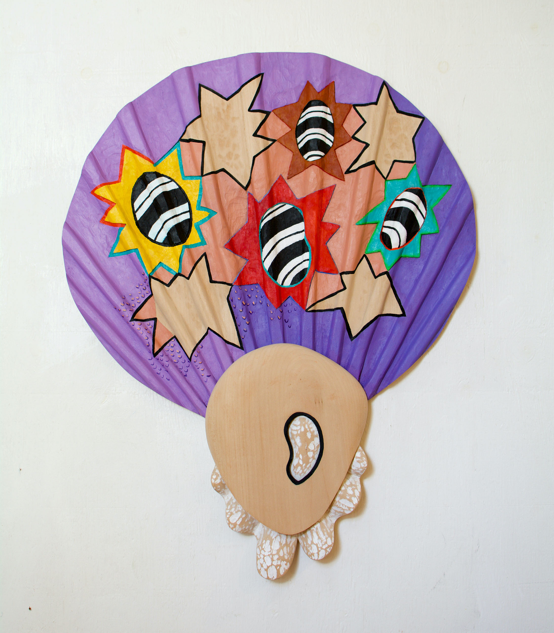 "In Violet Space" 2024, American Linden Wood, Acrylic paint, 30 x 24 x 2 inches