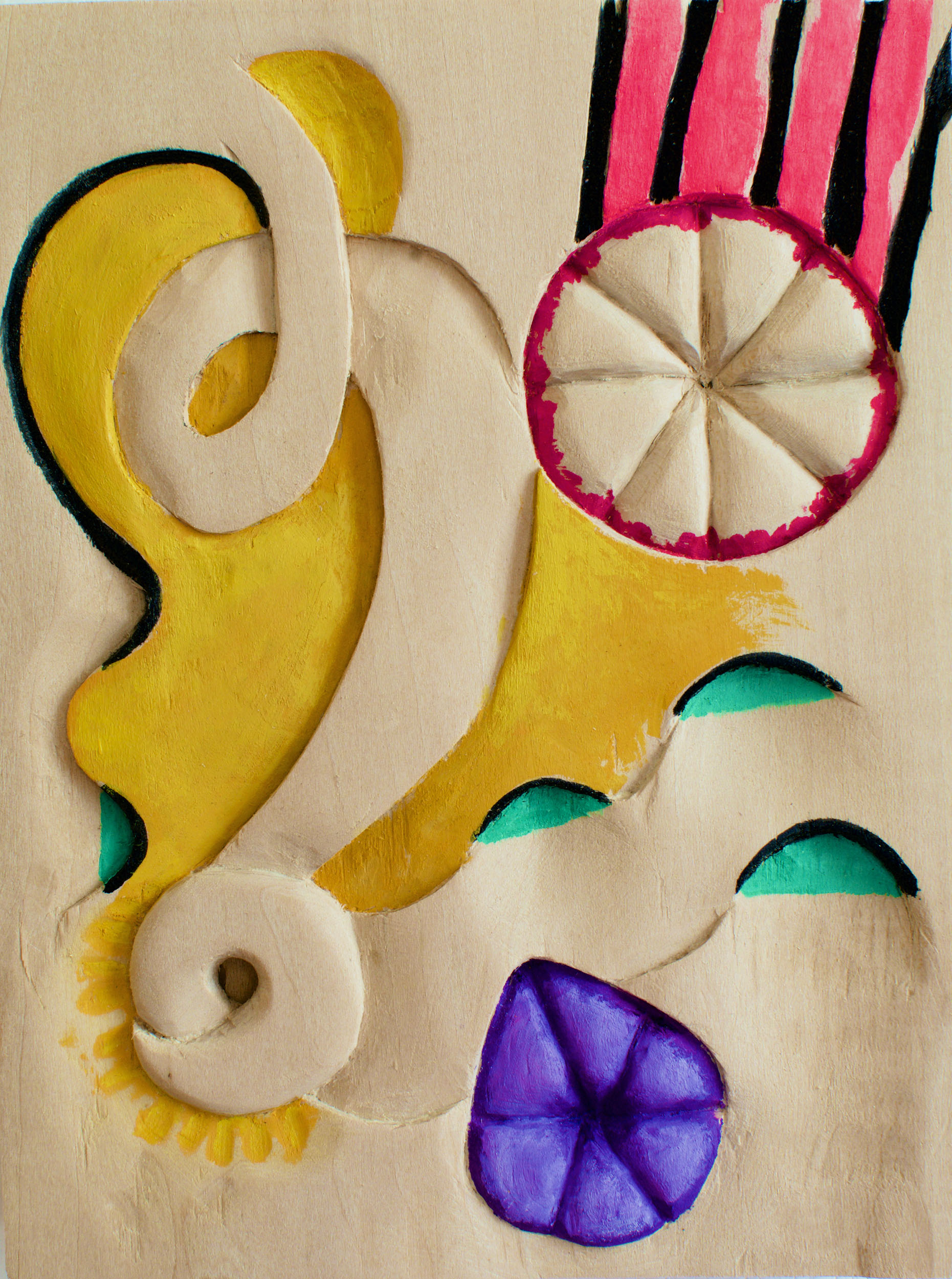 "Invader" 2025, American Linden, Acrylic Paint, 7.5 x 5.5 inches