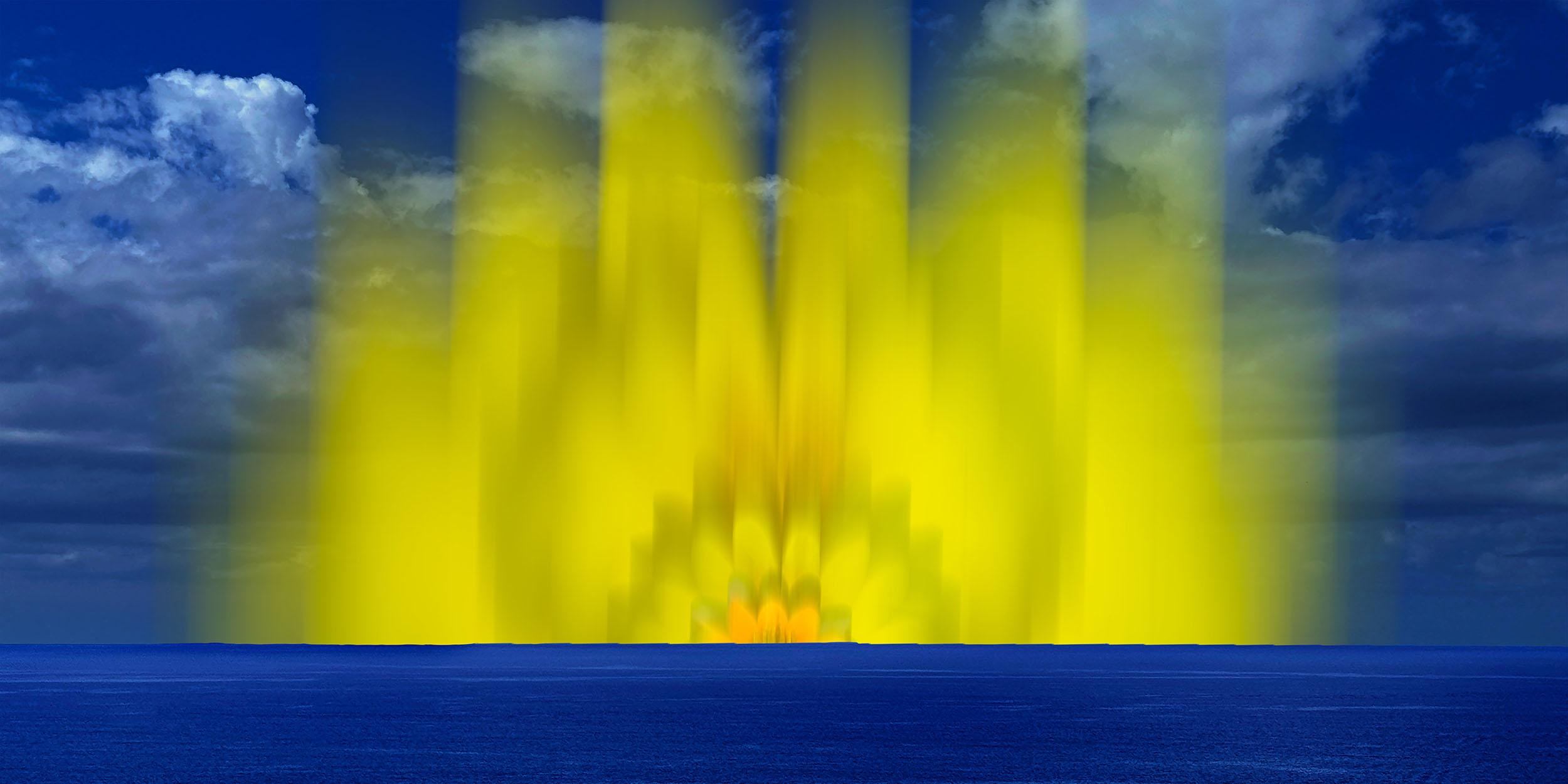 Aurora | 2025, digital photomontage, acrylic print, 24 x 12 inches