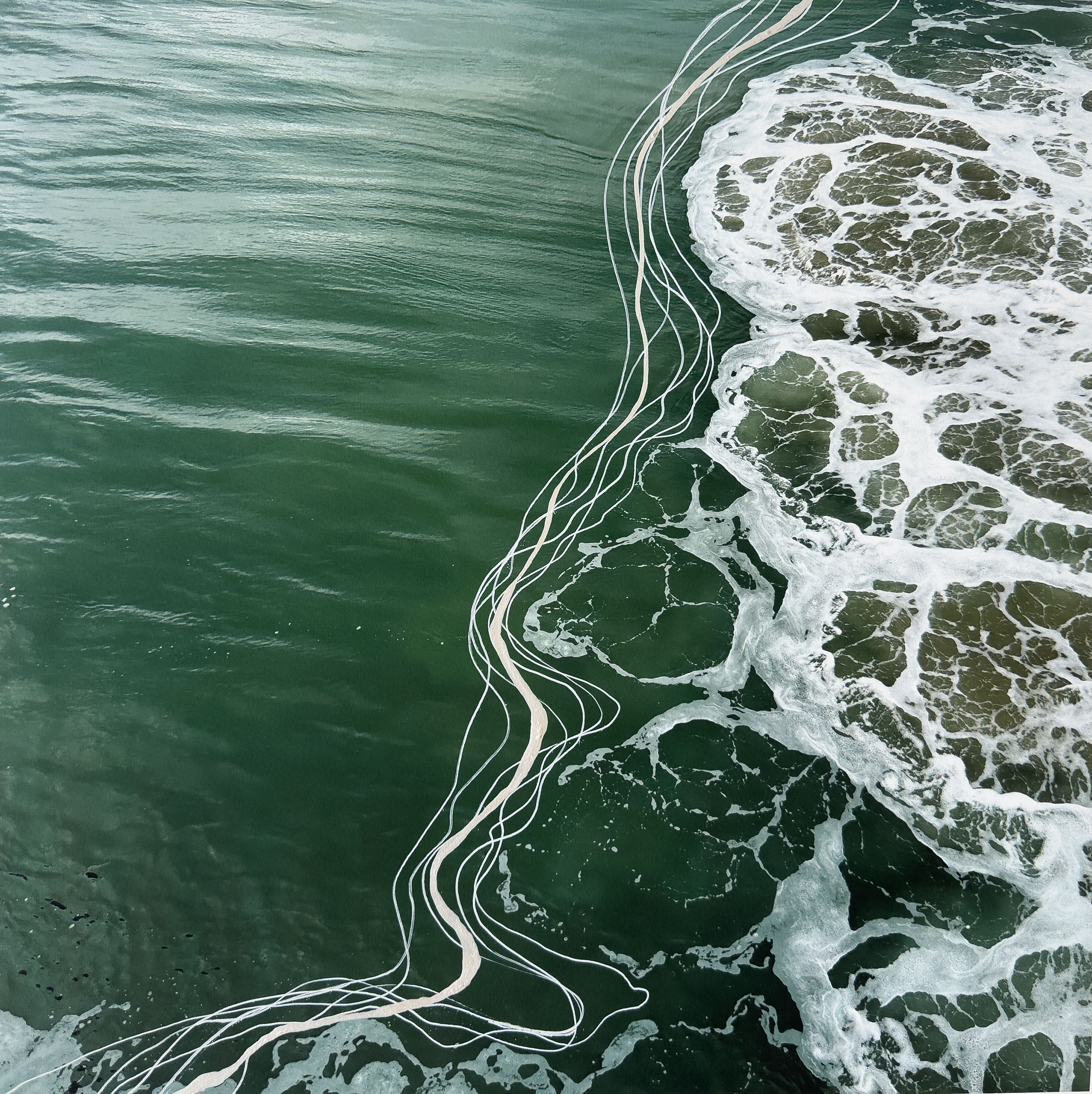 Pacific Reconstructed, Detail | Pigment Ink Print on Archival Paper with Paint Marker and Acrylic Ink, 16” x 16”