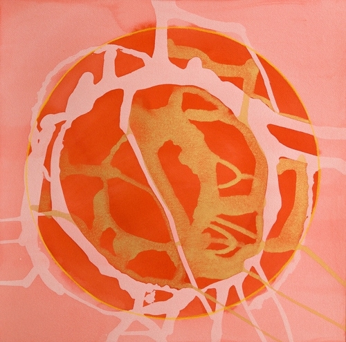 Fireball | watercolor, gouache, colored pencil, 21" x 21"