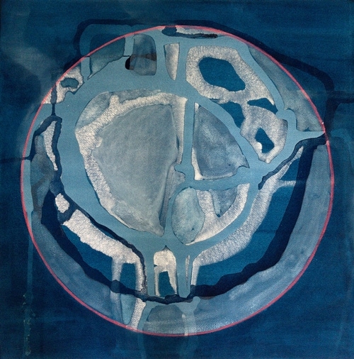 Moonscape 7 | watercolor, gouache, colored pencil, 21" x 21"