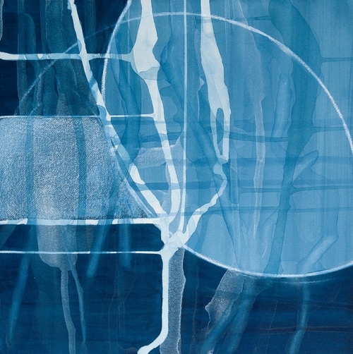 Sea Form | watercolor, gouache, crayon, 21" x 21"