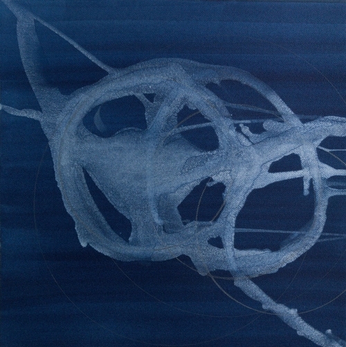 Looping Ball of Light | watercolor, gouache, colored pencil, 21" x 21"