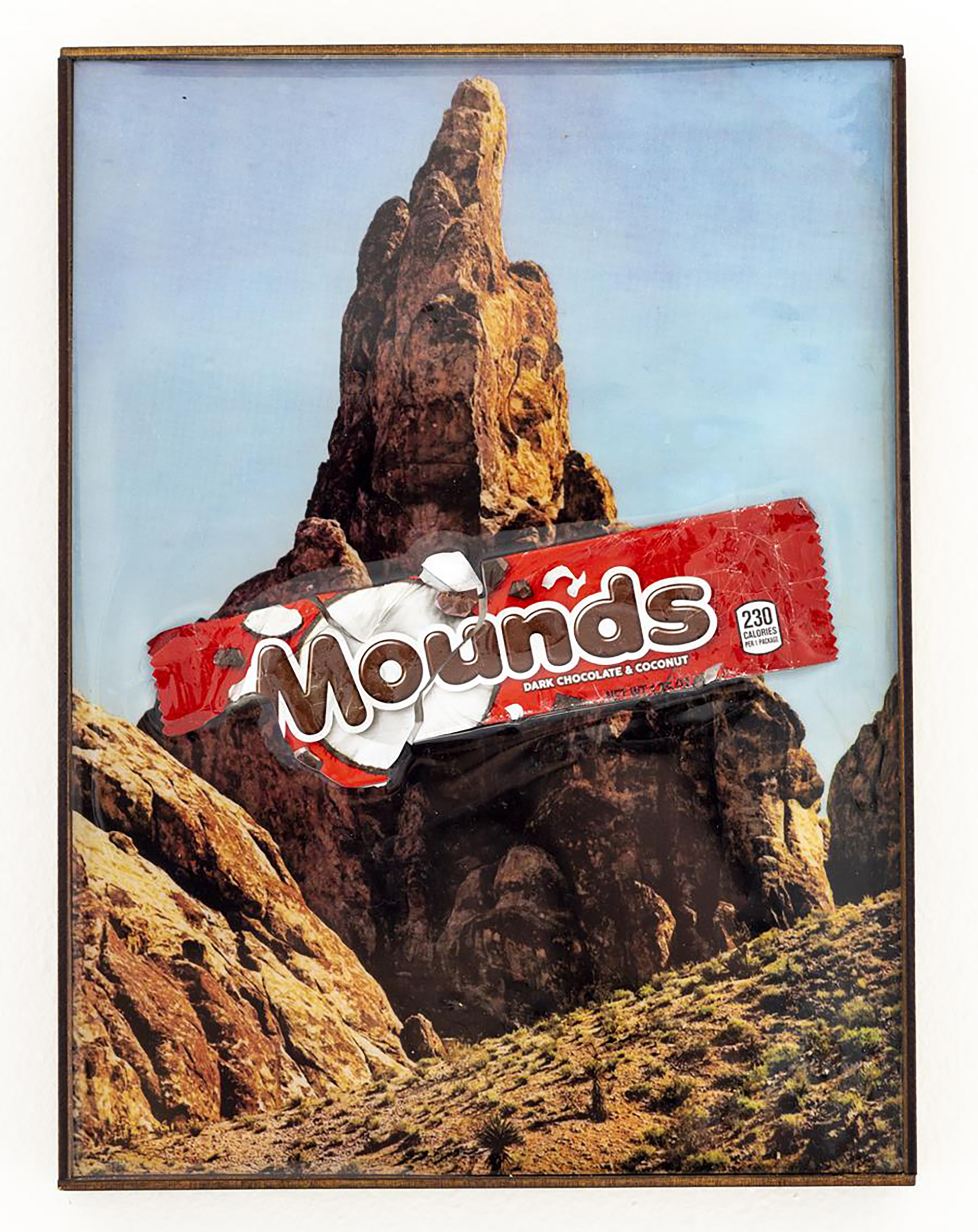 "Mounds" found object landscape in artist made frame, 8 x 10 inches