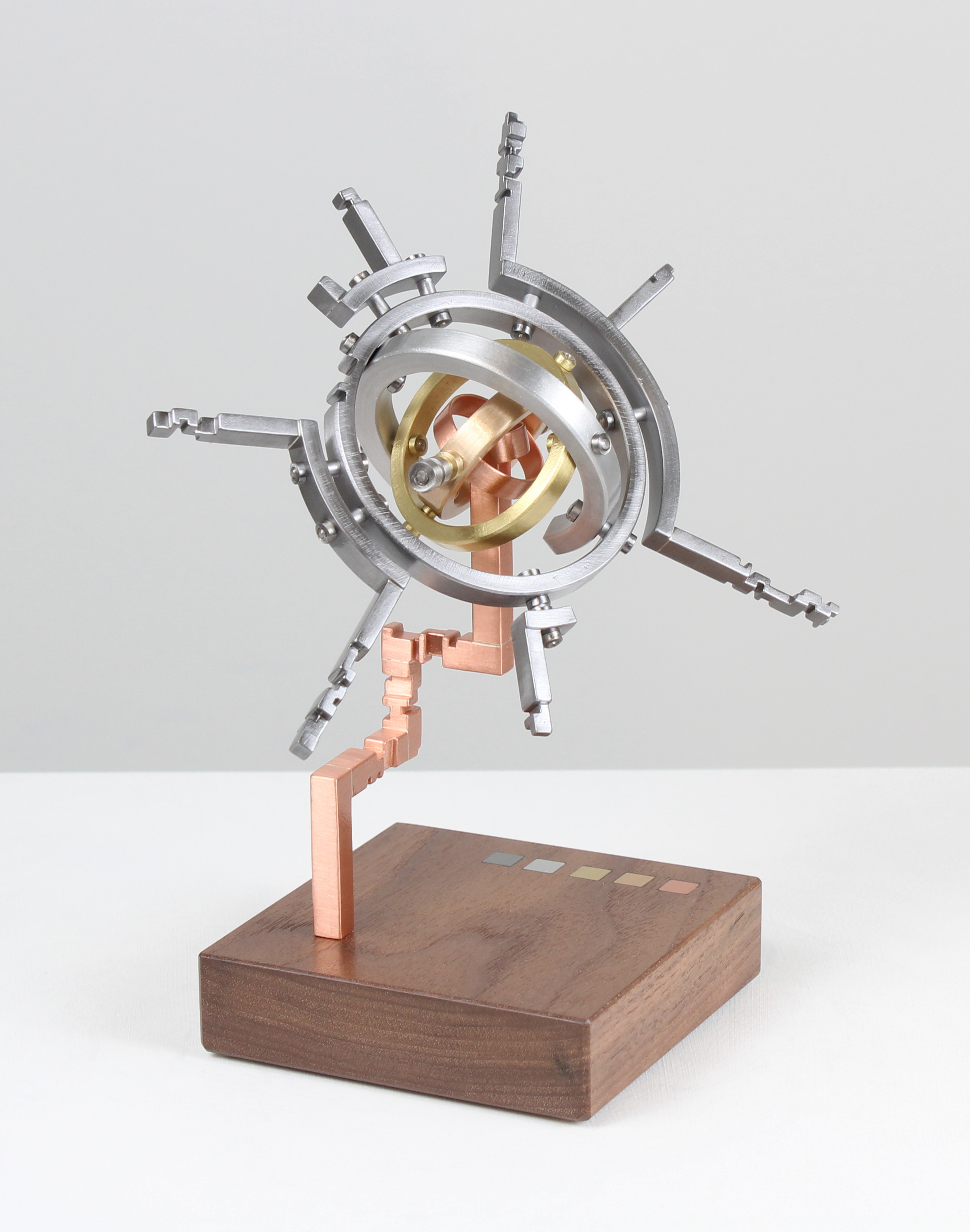 AstroObject [1e.o-u1] 2025 Copper, Bronze, Brass, Steel, Aluminum, Walnut 6” x 5.5” x 4.5