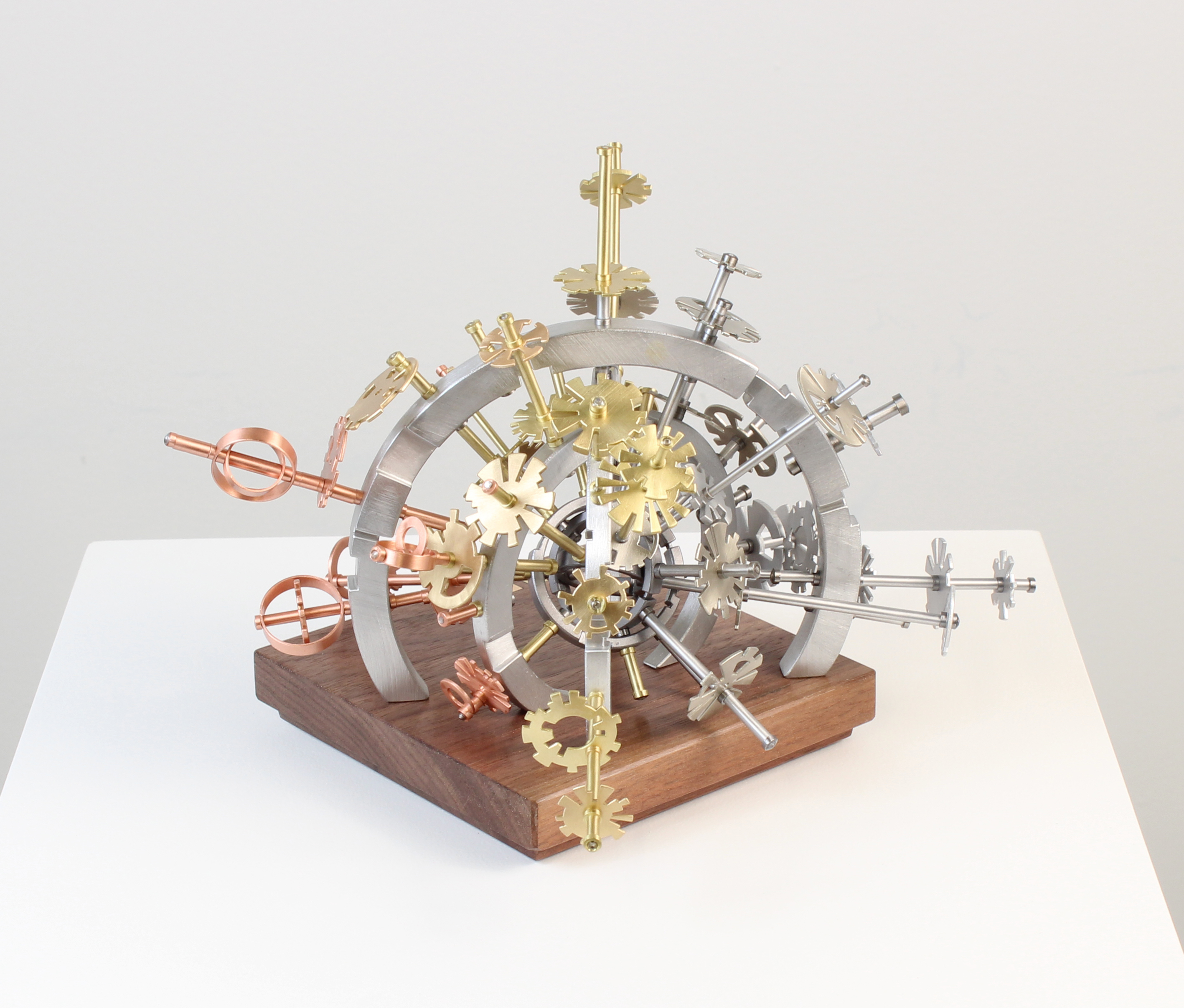 AstroObject [2c-o.ii2] 2024 Copper, Bronze, Brass, Steel, Aluminum, Walnut 6.75” x 7” x 8”