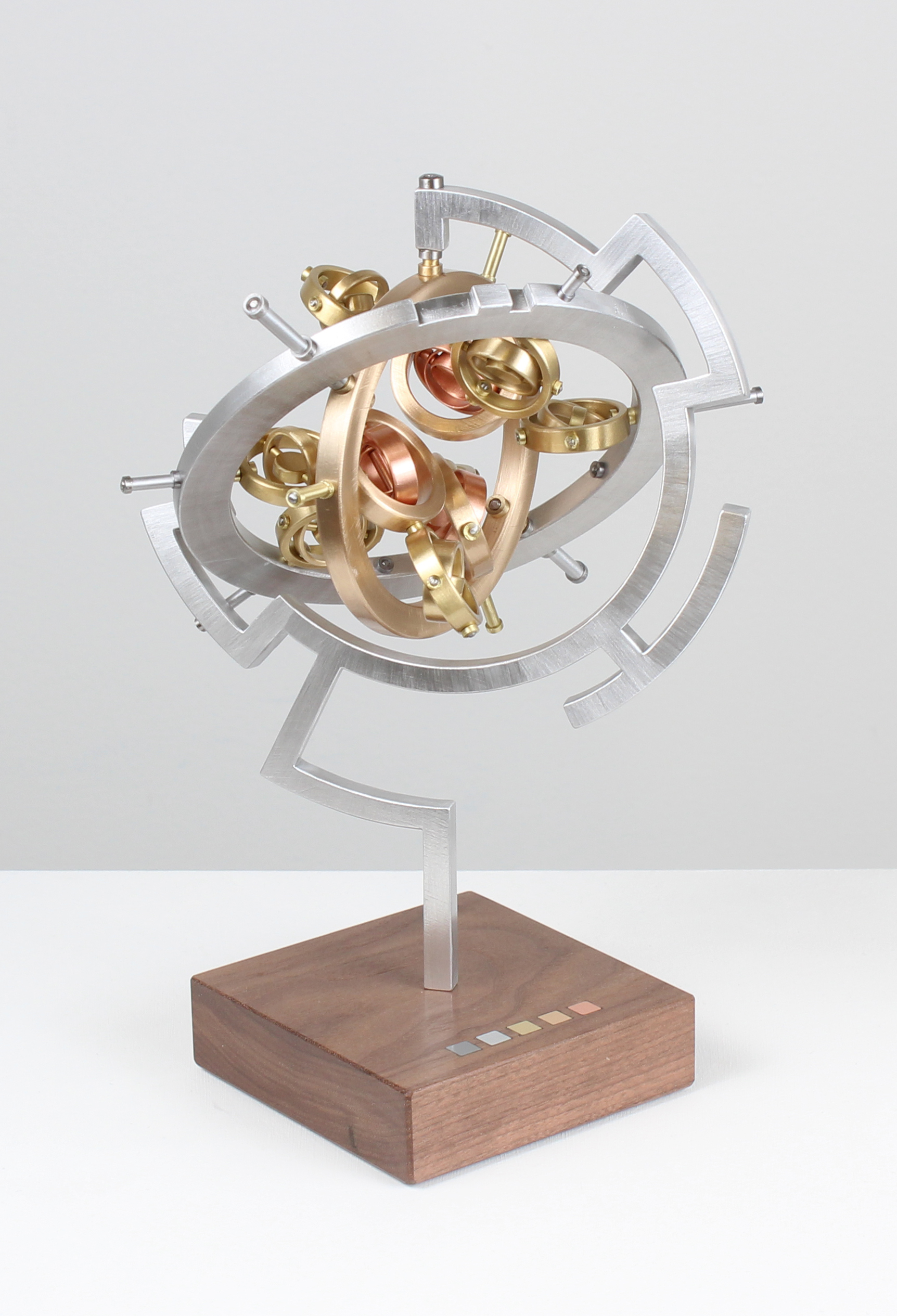 2025 Copper, Bronze, Brass, Steel, Aluminum, Walnut 9” x 6” x 6.5”