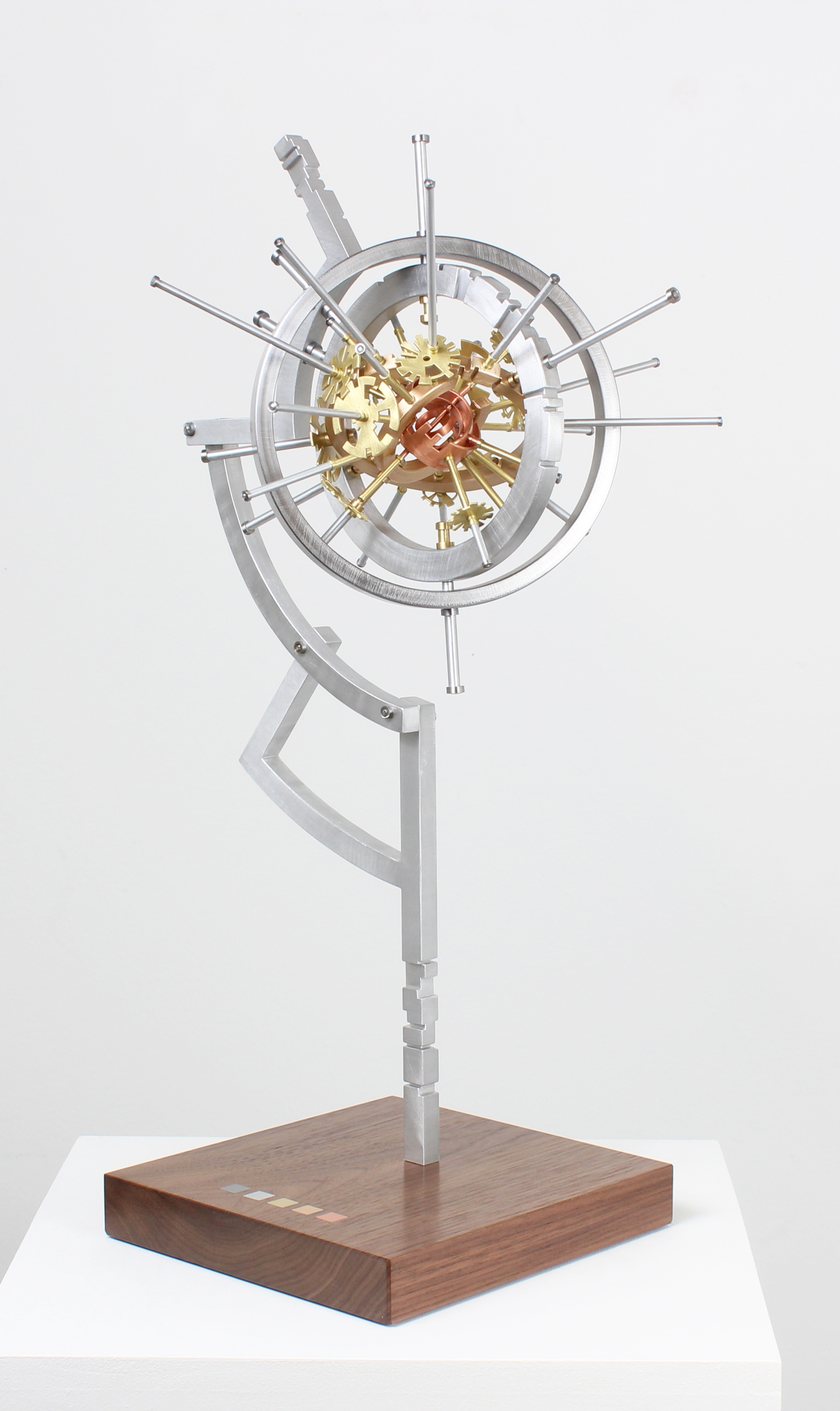 AstroObject [3c.ii1] 2025 Copper, Bronze, Brass, Steel, Aluminum, Walnut 18” x 10.5” x 10