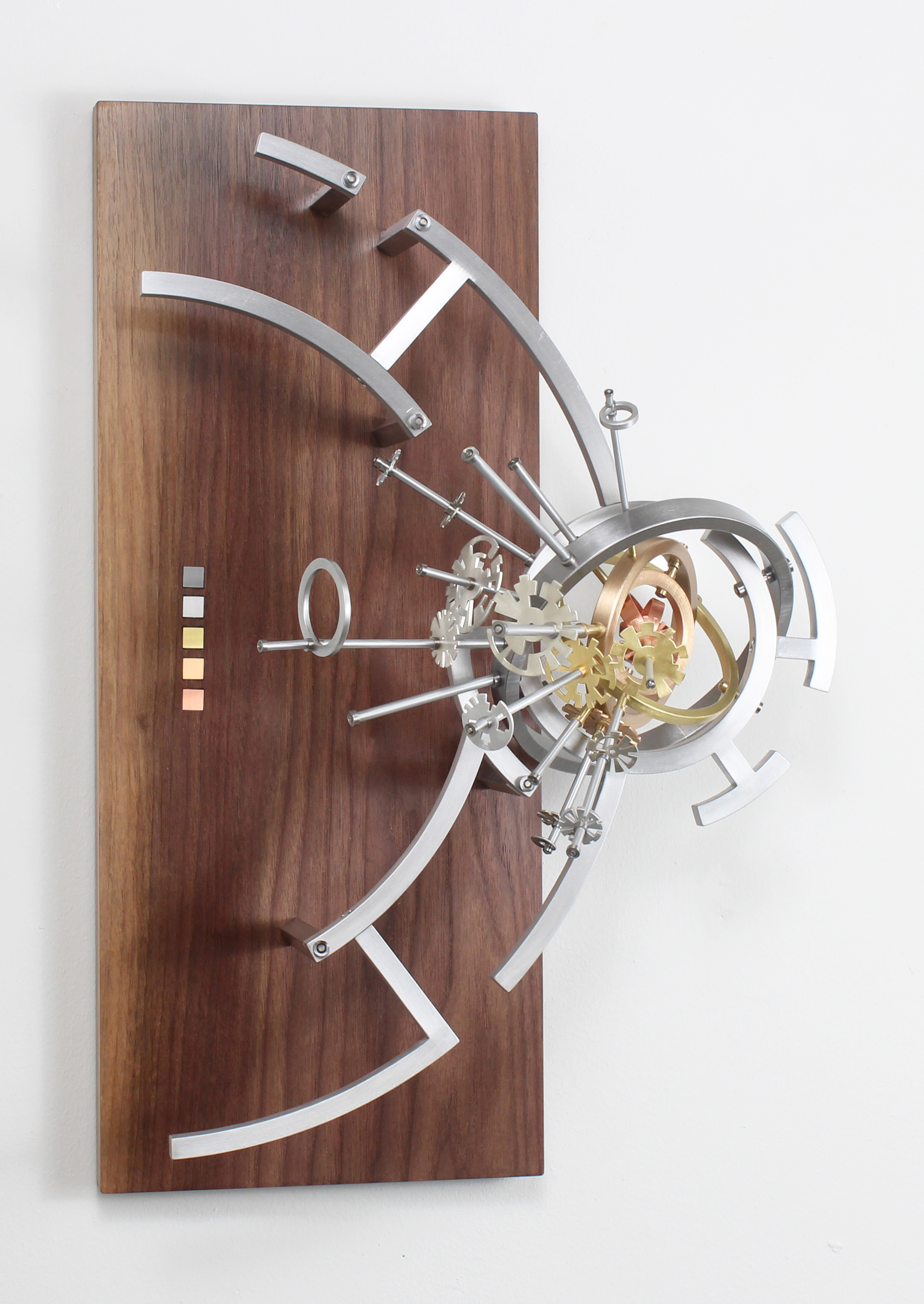 AstroObject [3c-x.ii1] 2025 Copper, Bronze, Brass, Steel, Aluminum, Walnut 20” x 13” x 9”
