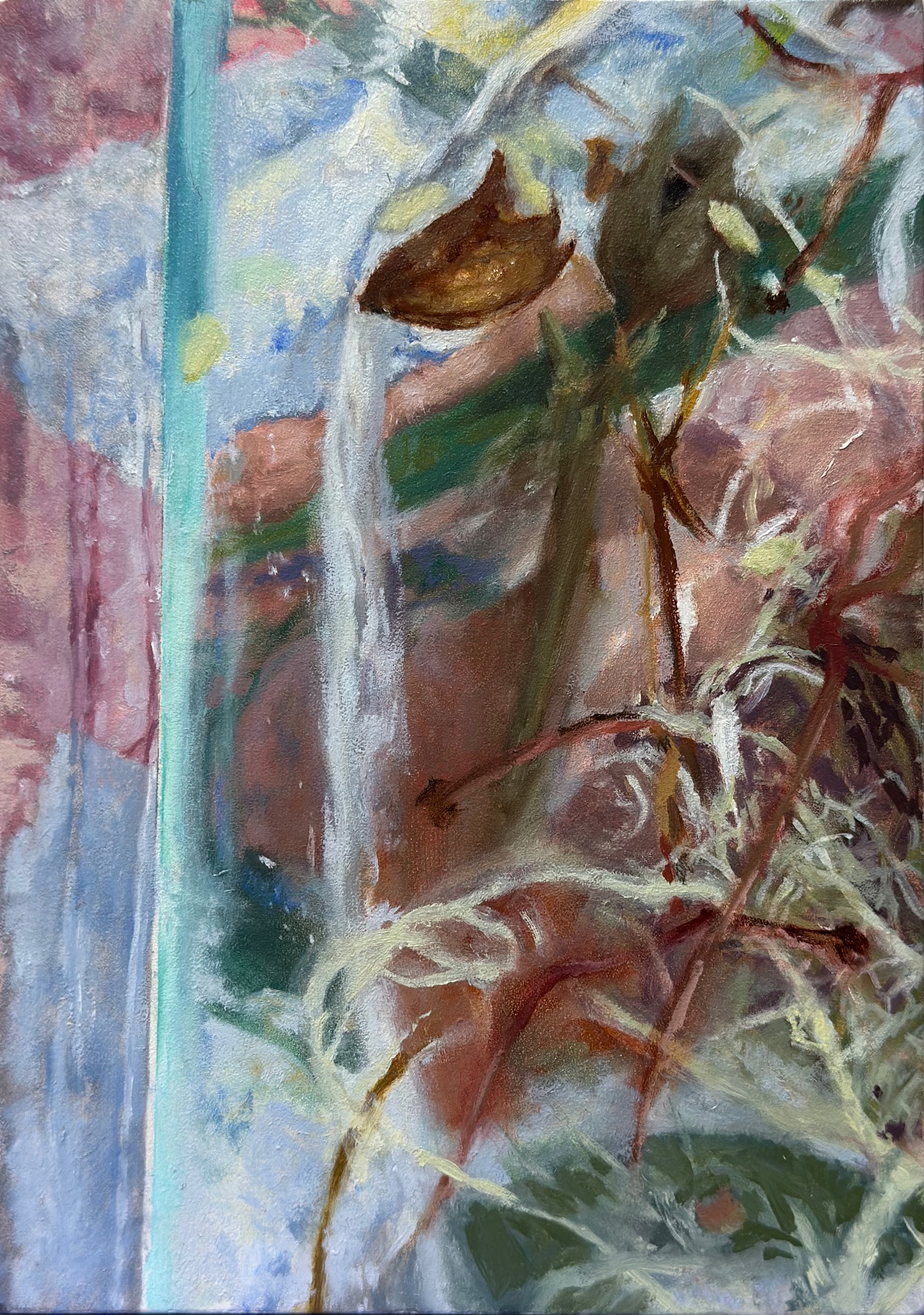 "Cast Off" painting, oil on panel, 7”x 5”