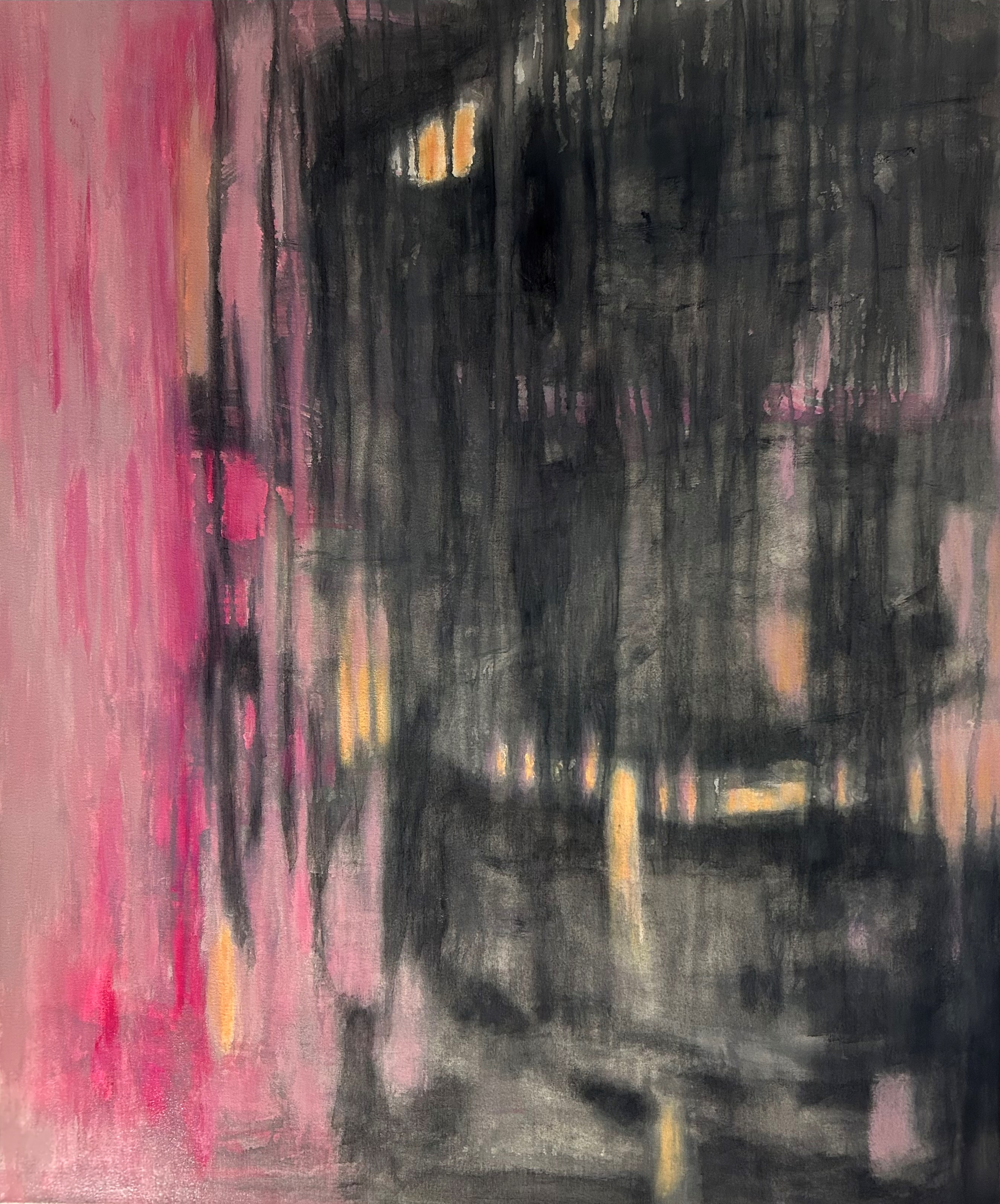 “Quest” 2025, painting, acrylic on canvas with charcoal, 40” x 48”