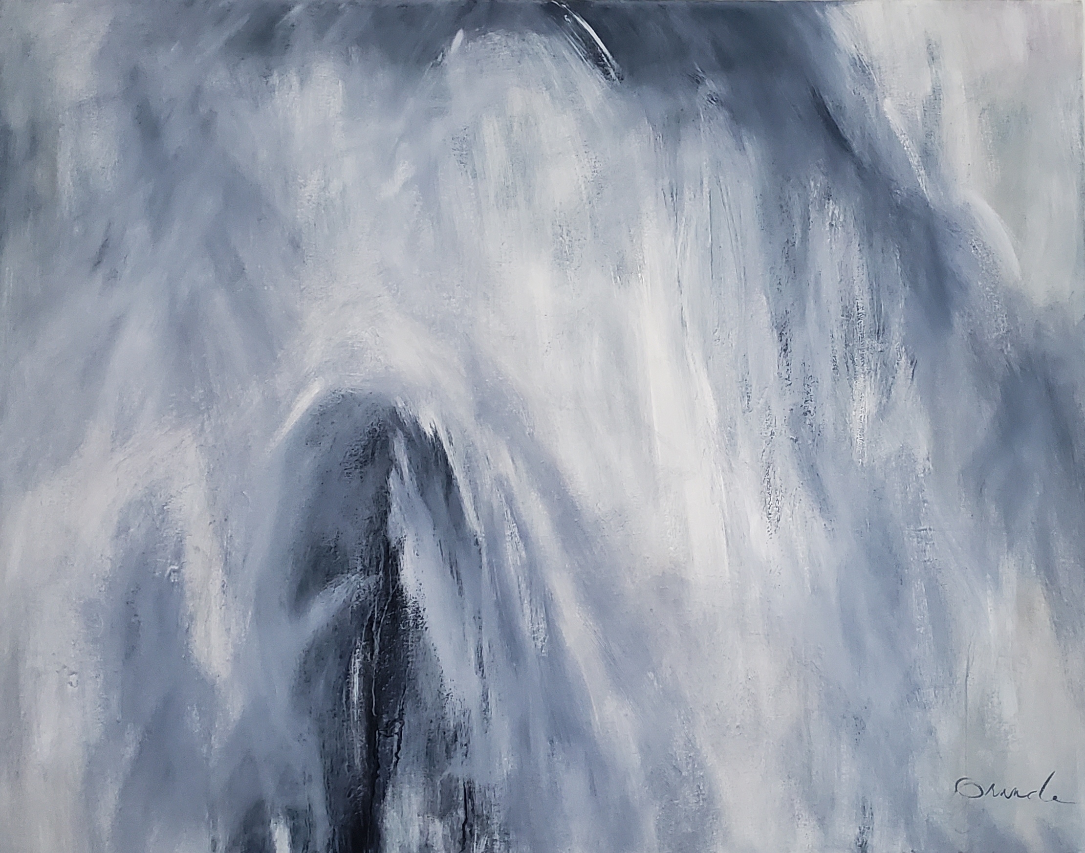 "Inside a Waterfall” 2023, oil on canvas, 48” x 40”