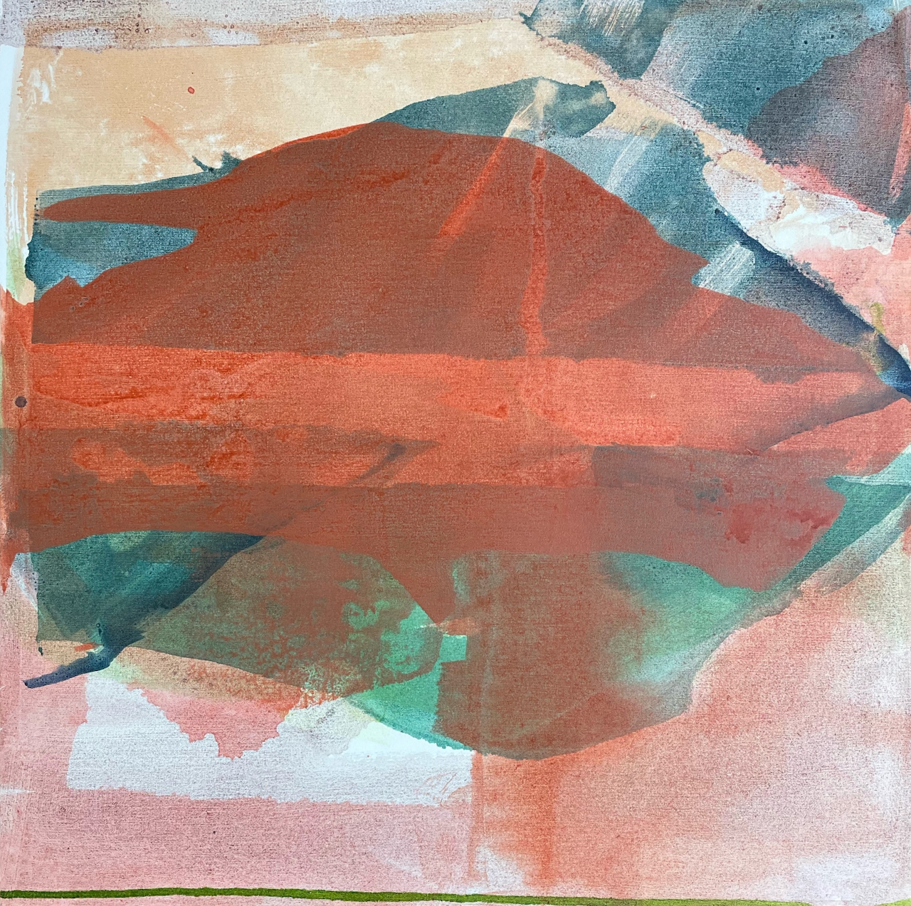 “Red shortcut” painting, acrylic on canvas, 24” x 24” 