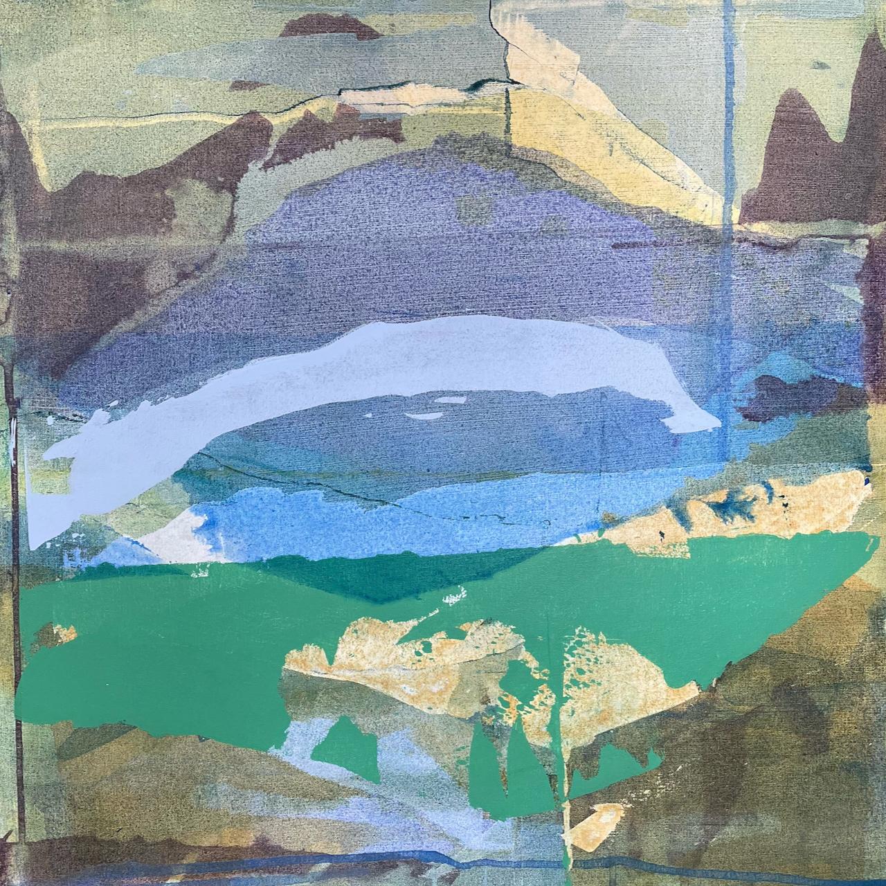 “Cobalt Shortcut” painting, acrylic on canvas, 24” x 24” 