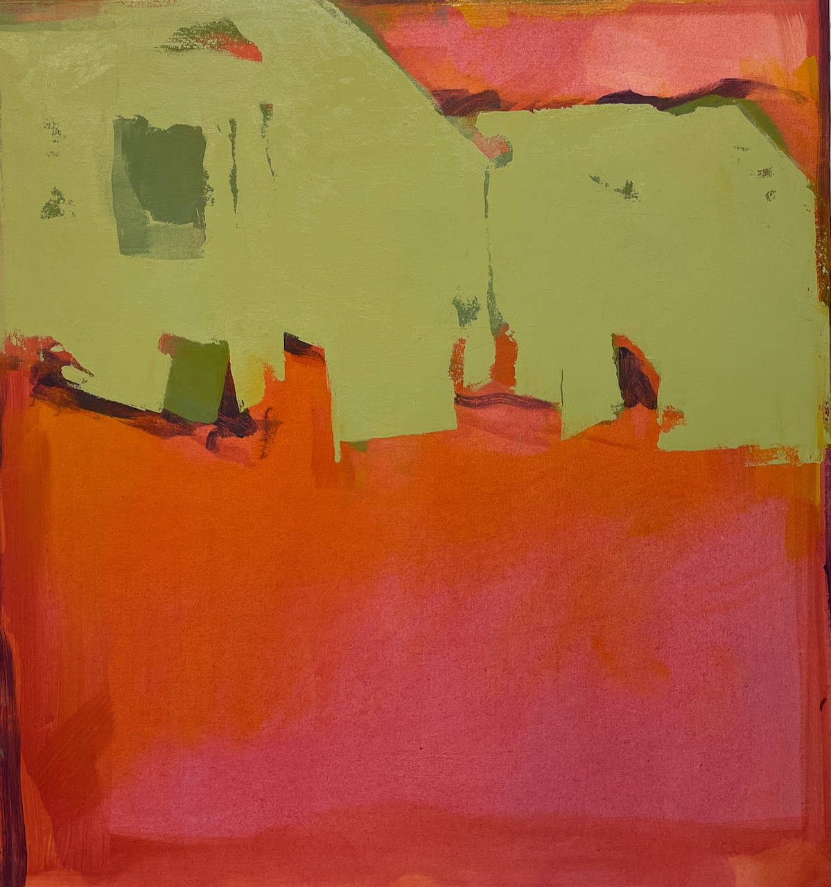 “Naples Green” painting, acrylic and oil on canvas, 24” x 26” 